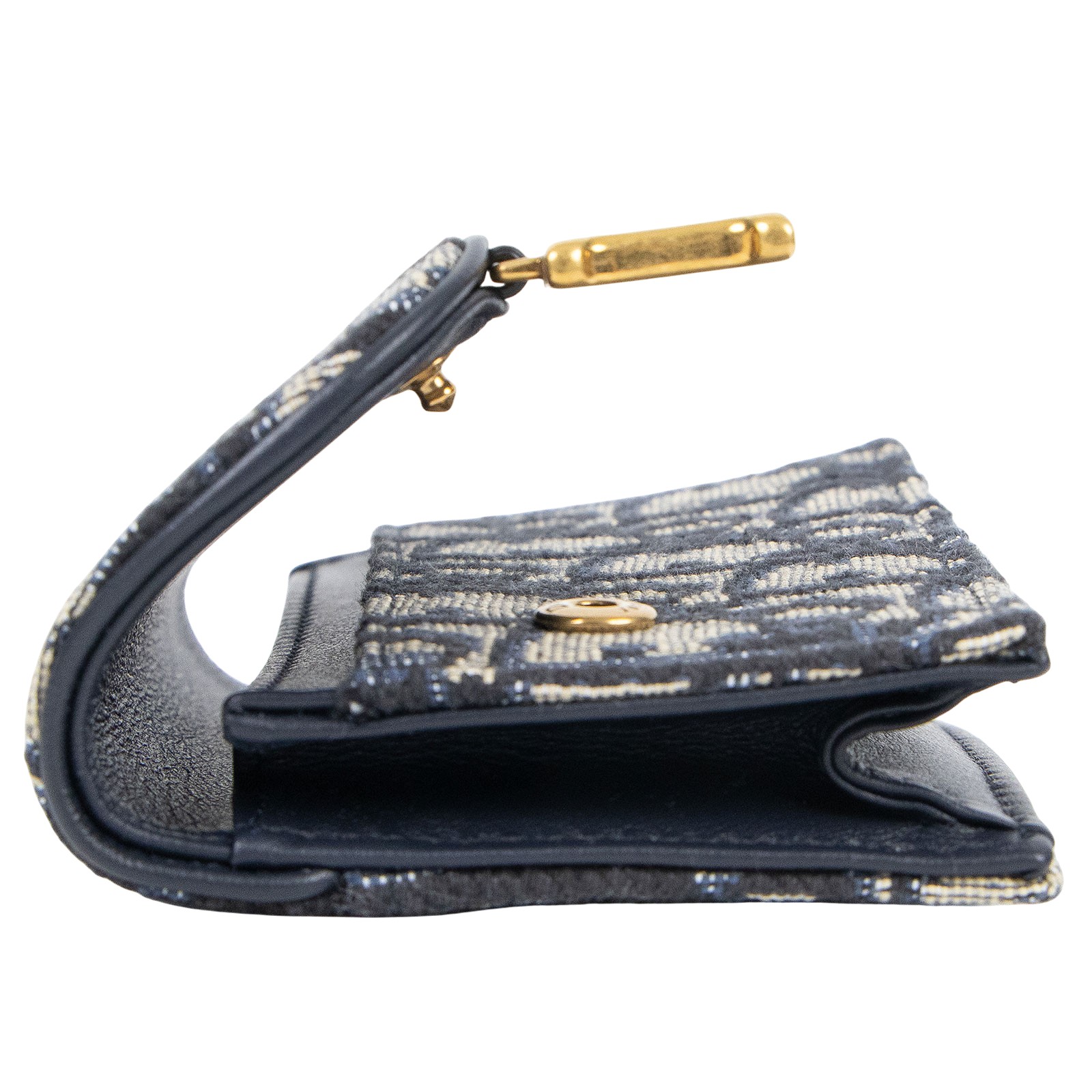 迪奧 CHRISTIAN DIOR Saddle 翻蓋卡片套 卡夾 緹花 S5611CTZQ 藍OBLIQUE SADDLE卡包 原廠盒子/防塵袋