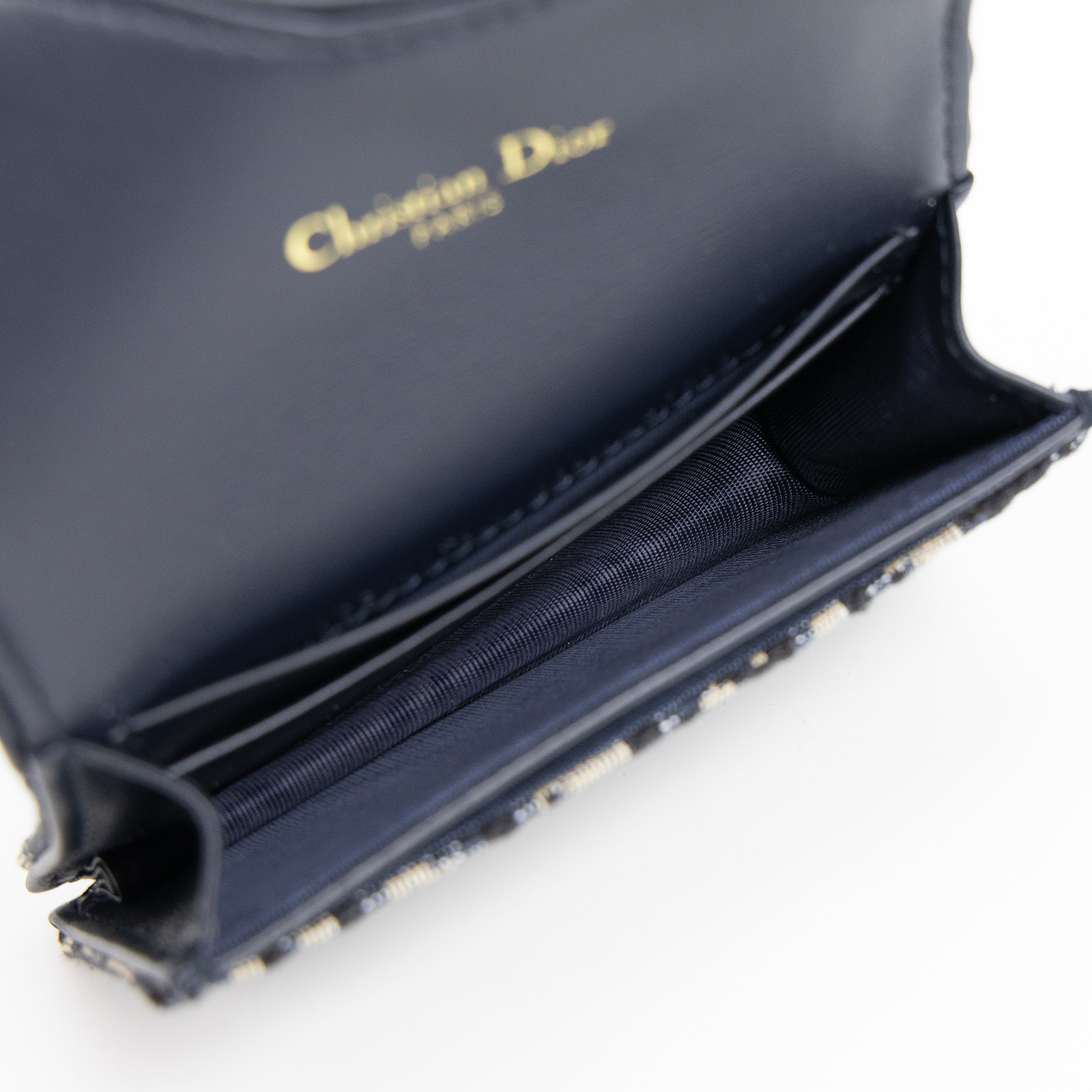 迪奧 CHRISTIAN DIOR Saddle 翻蓋卡片套 卡夾 緹花 S5611CTZQ 藍OBLIQUE SADDLE卡包 原廠盒子/防塵袋