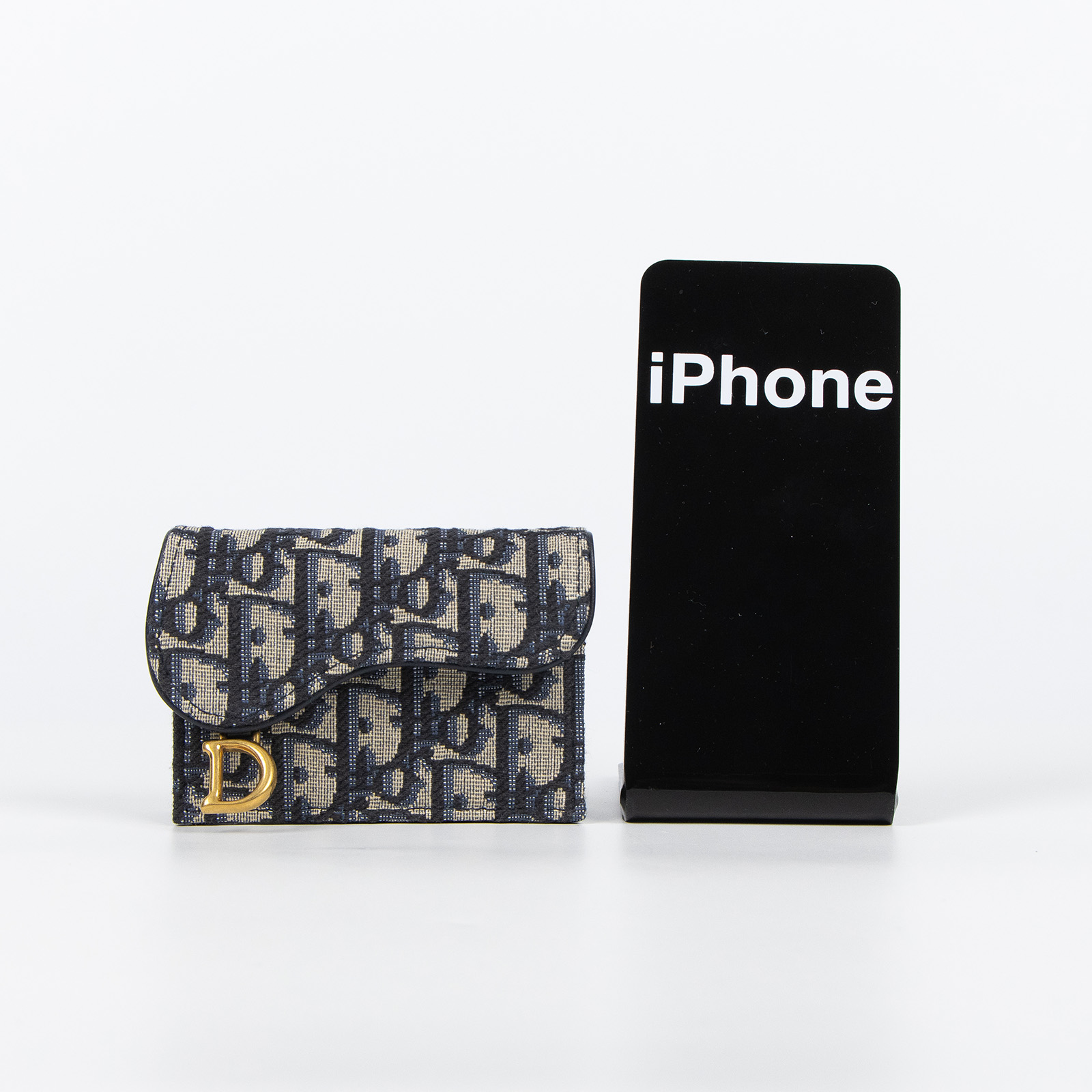 迪奧 CHRISTIAN DIOR Saddle 翻蓋卡片套 卡夾 緹花 S5611CTZQ 藍OBLIQUE SADDLE卡包 原廠盒子/防塵袋