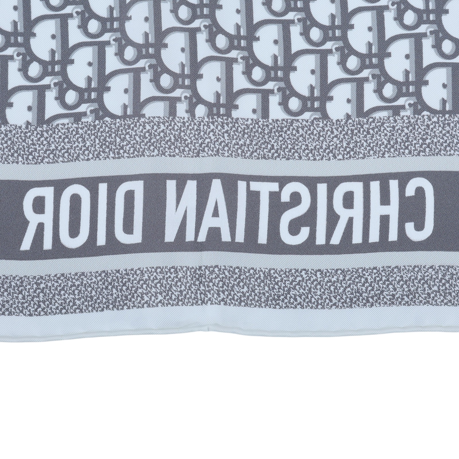 迪奧 CHRISTIAN DIOR Oblique Diortwin 90 方巾 15DOB090I600 粉灰LOGO雙面絲巾9090 原廠盒子