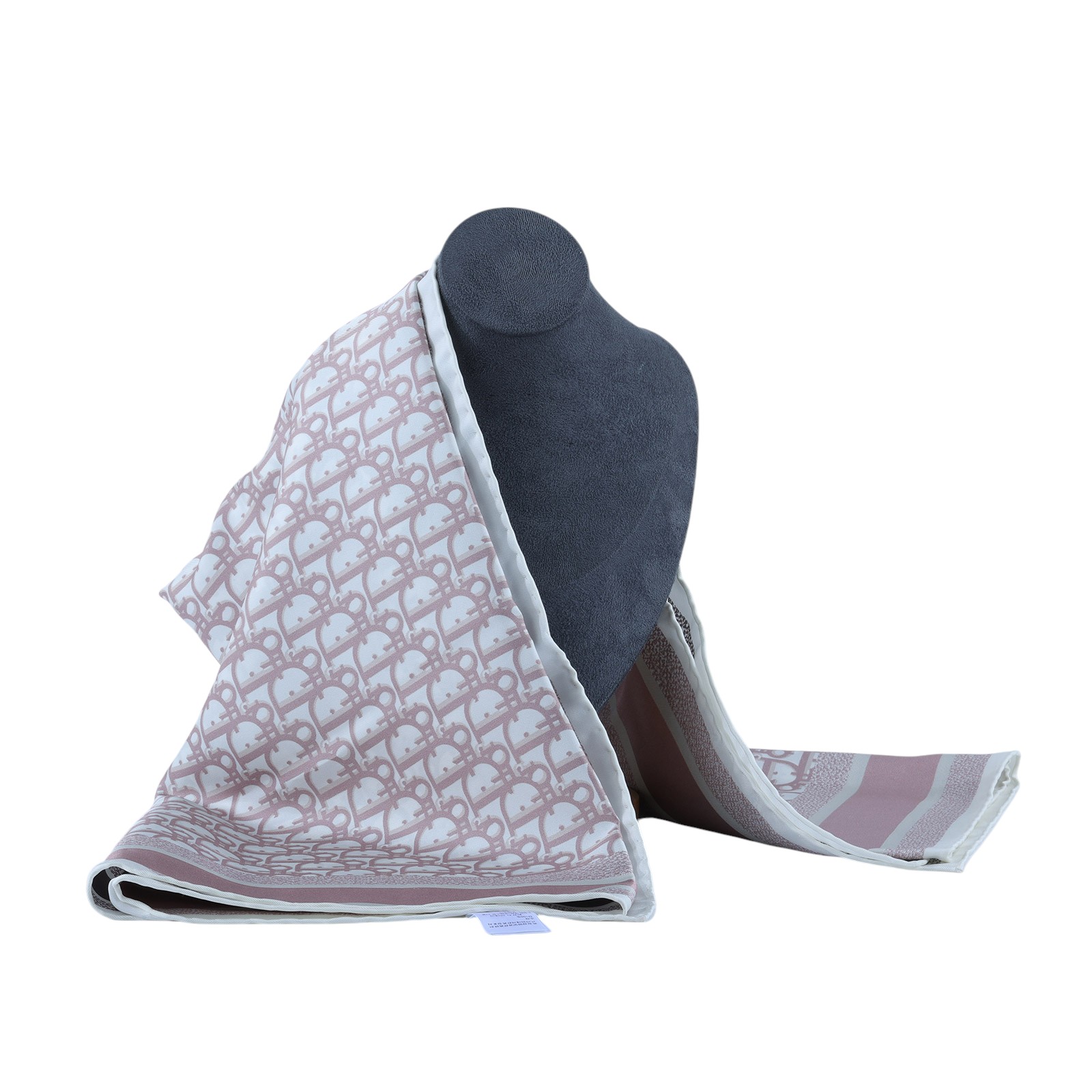 迪奧 CHRISTIAN DIOR Oblique Diortwin 90 方巾 15DOB090I600 粉灰LOGO雙面絲巾9090 原廠盒子