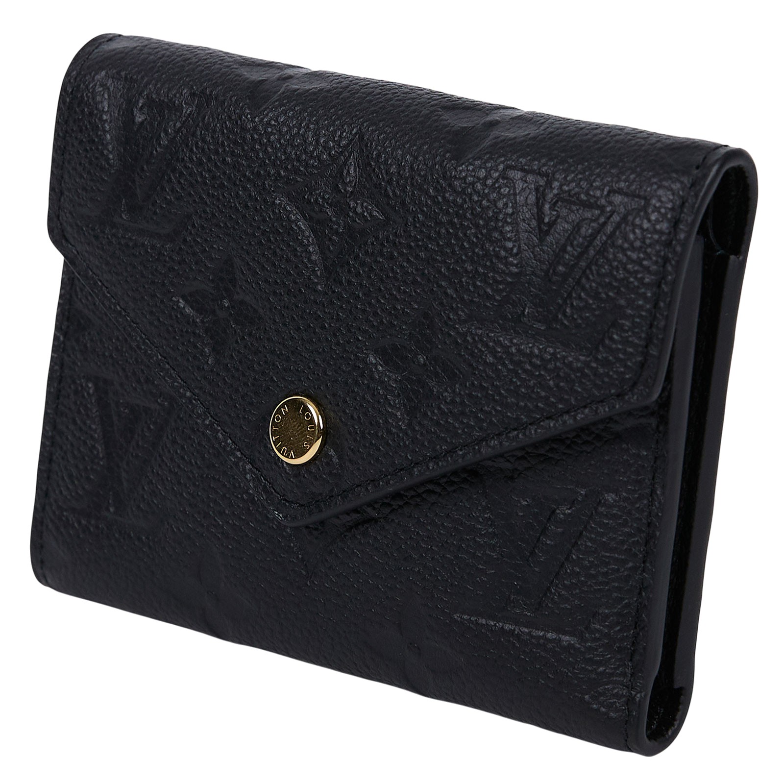 路易威登 LOUIS VUITTON Victorine 錢包 壓花牛皮 M64060 晶片款 黑原花壓紋Victorine三折短夾 原廠盒子/防塵袋