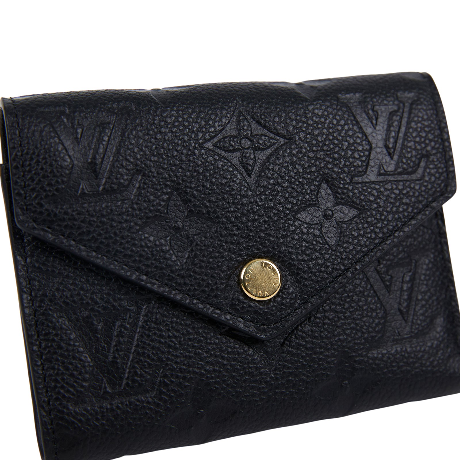 路易威登 LOUIS VUITTON Victorine 錢包 壓花牛皮 M64060 晶片款 黑原花壓紋Victorine三折短夾 原廠盒子/防塵袋