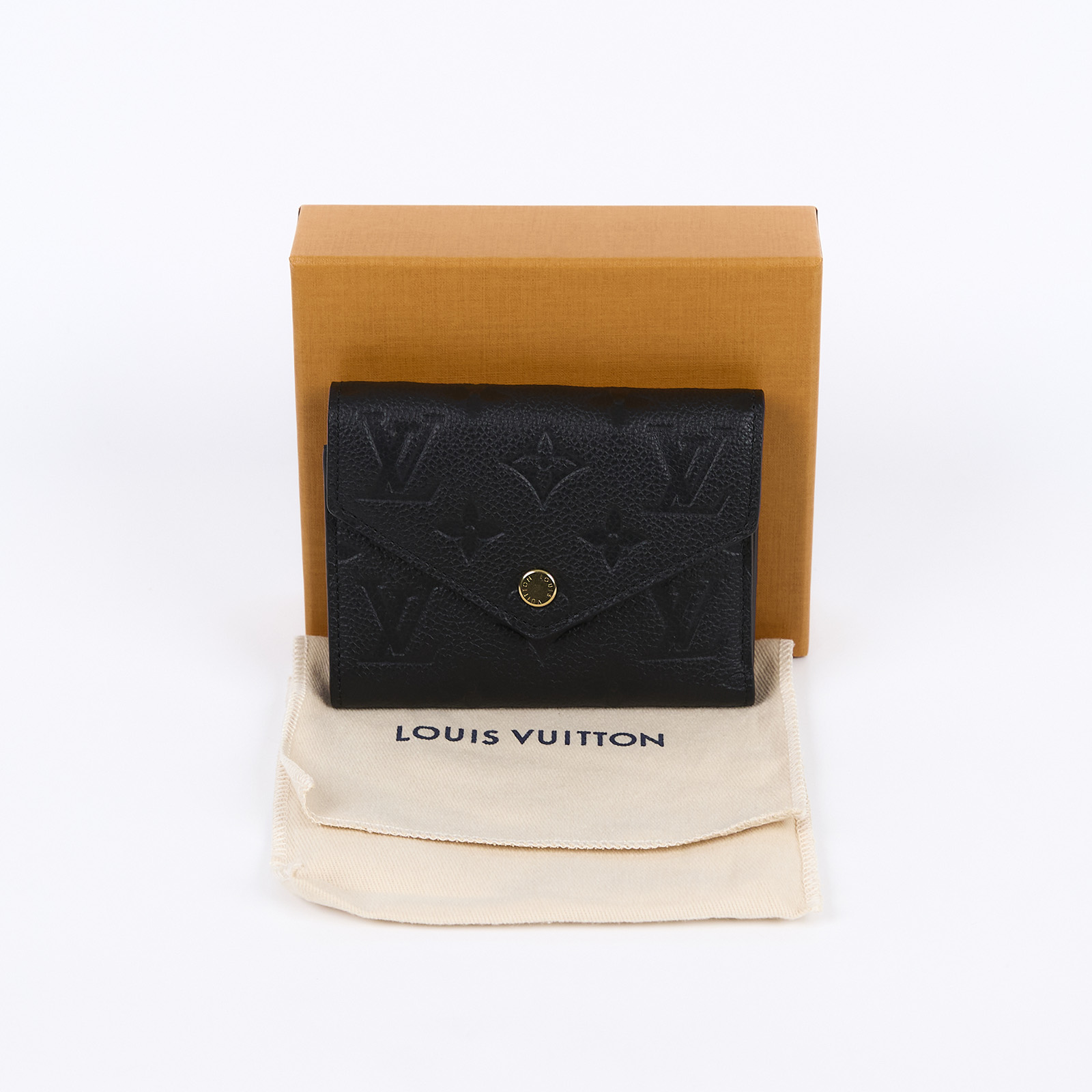 路易威登 LOUIS VUITTON Victorine 錢包 壓花牛皮 M64060 晶片款 黑原花壓紋Victorine三折短夾 原廠盒子/防塵袋