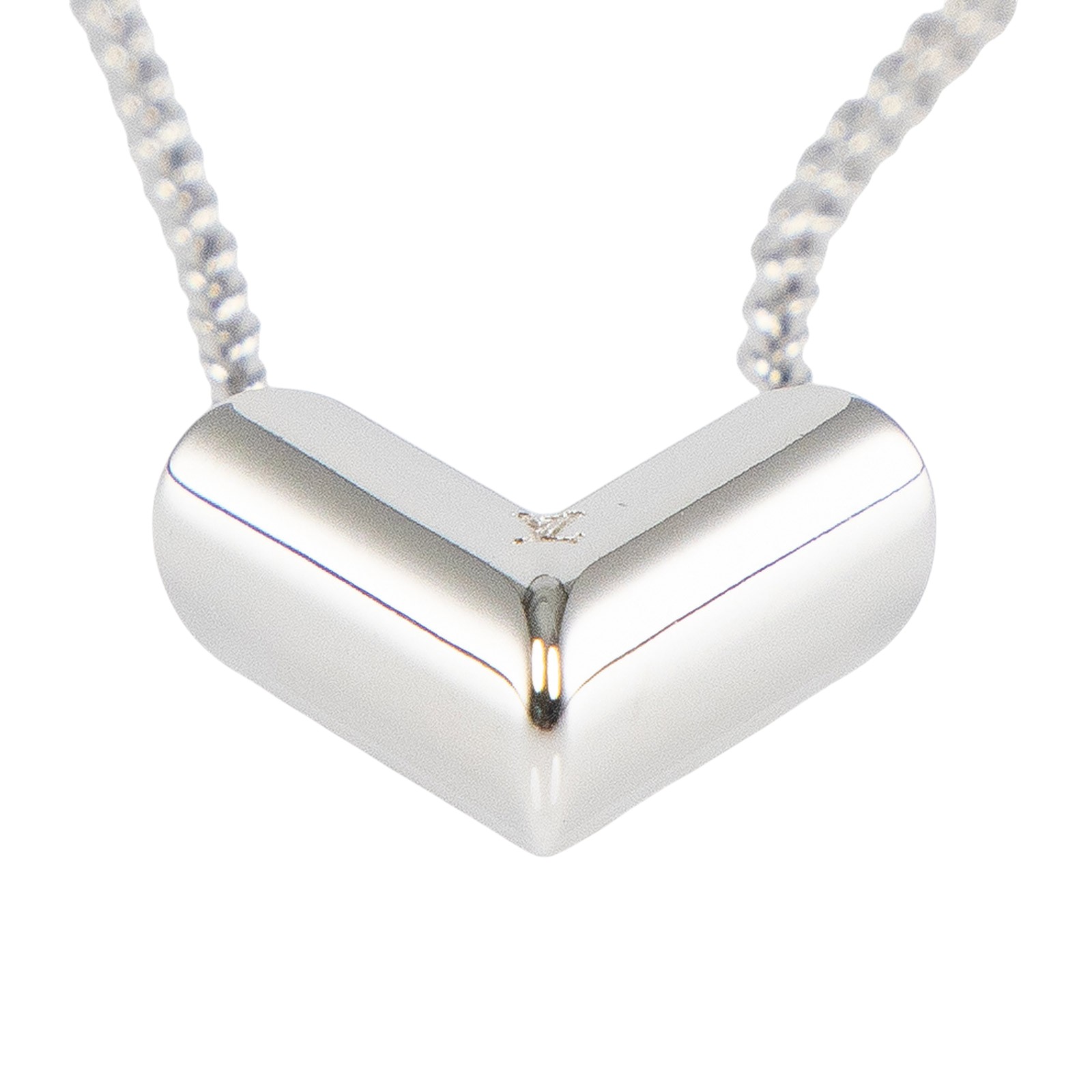 路易威登 LOUIS VUITTON Essential V 柔軟 項鏈 M63197 銀ESSENTIAL V字項鍊 原廠盒子/防塵袋