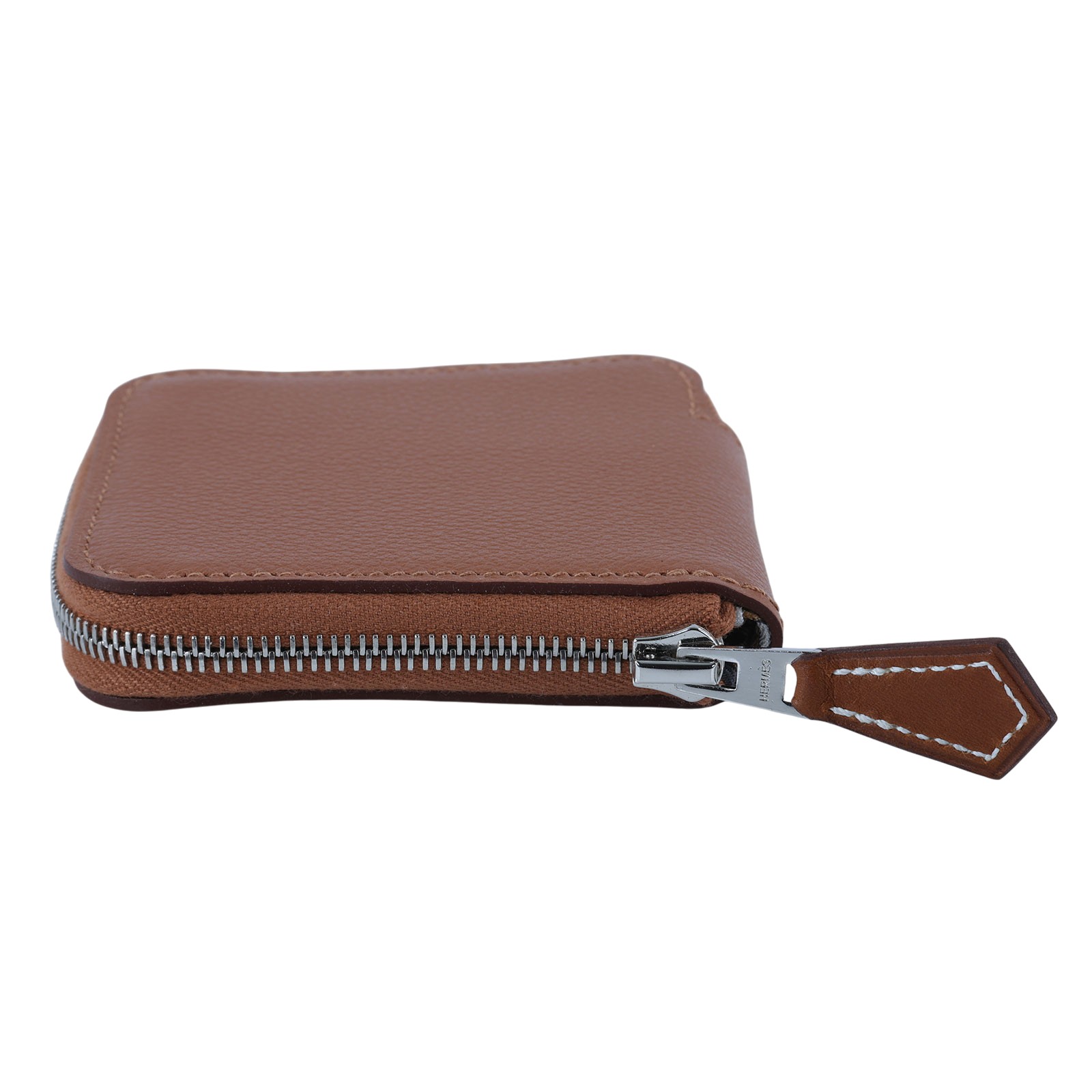 愛馬仕 Hermes SilkIn 拉鍊 絲巾 零錢包 銀色五金 金色 瑪薩拉茶色 粉筆白 H085884CKAA /W TS 006 AU  原廠盒子