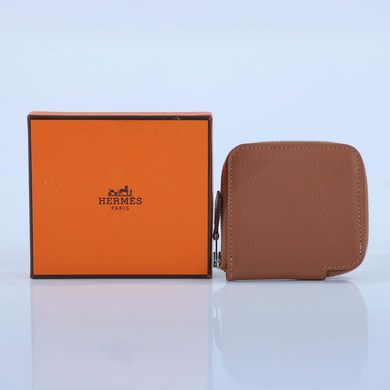 愛馬仕 Hermes SilkIn 拉鍊 絲巾 零錢包 銀色五金 金色 瑪薩拉茶色 粉筆白 H085884CKAA /W TS 006 AU  原廠盒子