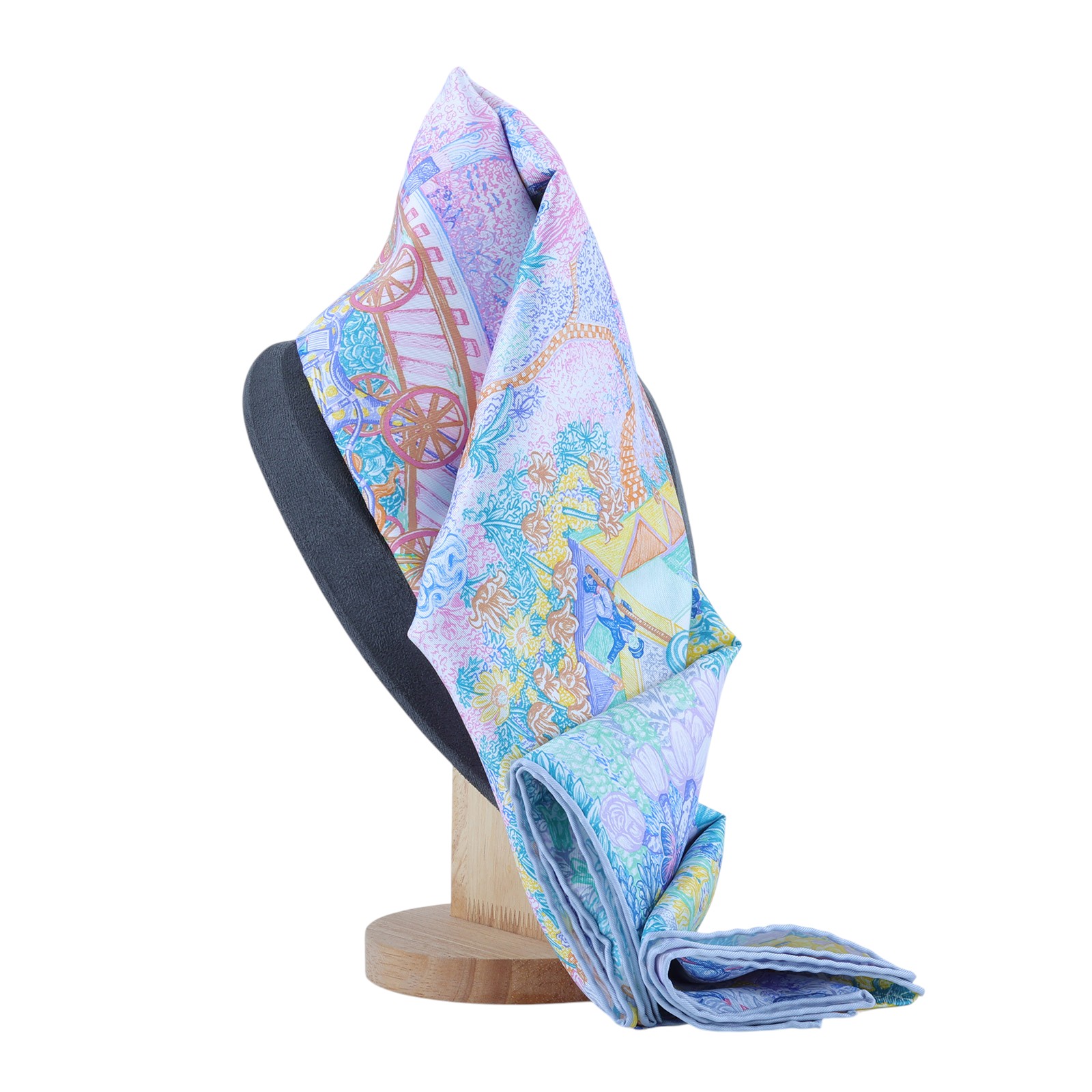 愛馬仕 Hermes Les Folies du Faubourg 90方巾   粉紫花園單面90X90絲巾 原廠盒子