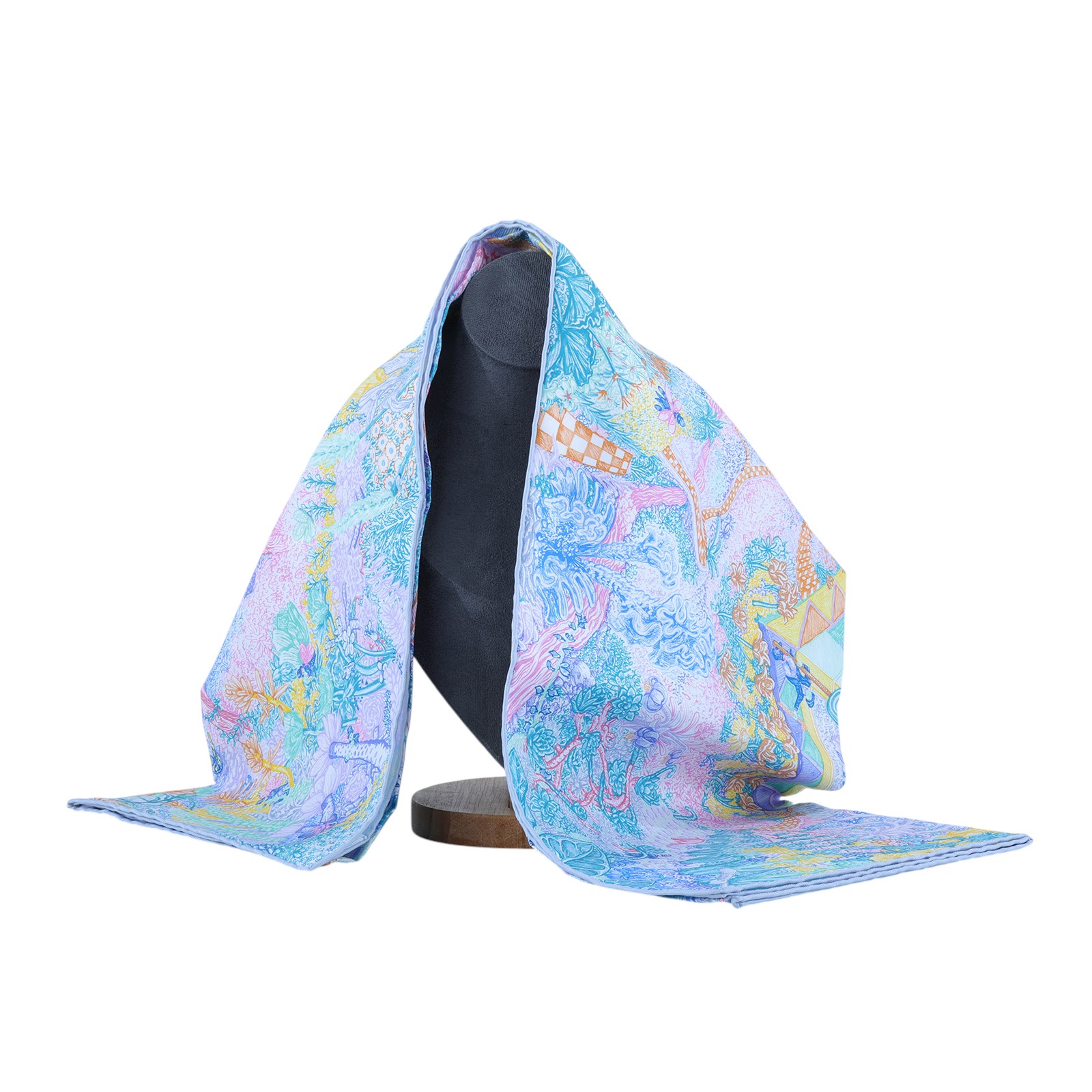 愛馬仕 Hermes Les Folies du Faubourg 90方巾   粉紫花園單面90X90絲巾 原廠盒子