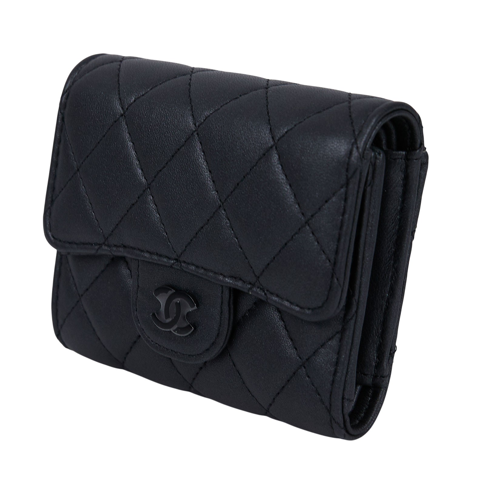 香奈兒 CHANEL 錢包 三折 短夾 AP0229 晶片款 SO BLACK 羊三折短夾 原廠盒子/防塵袋