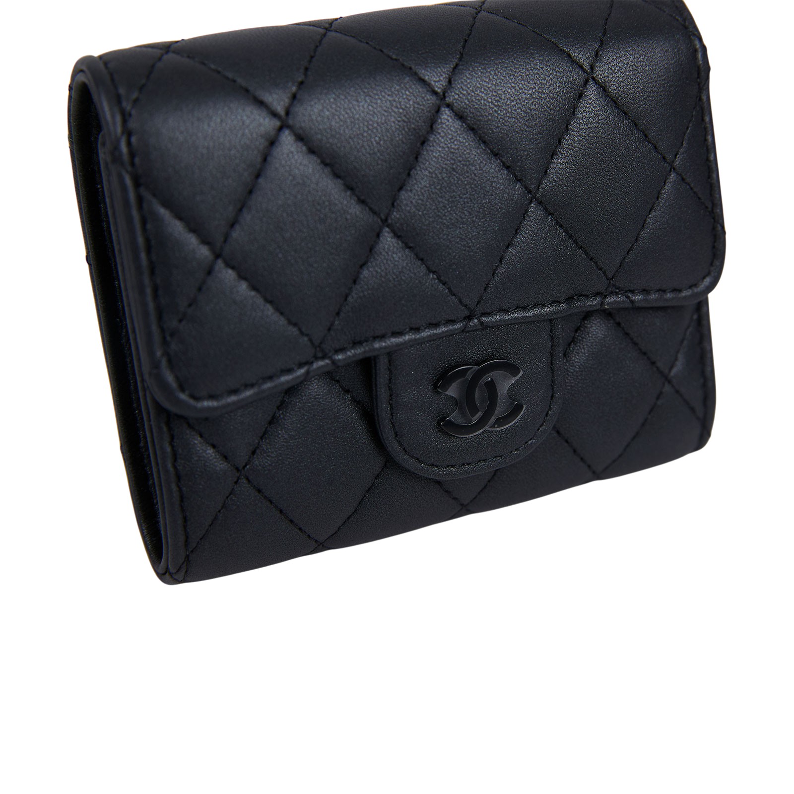 香奈兒 CHANEL 錢包 三折 短夾 AP0229 晶片款 SO BLACK 羊三折短夾 原廠盒子/防塵袋