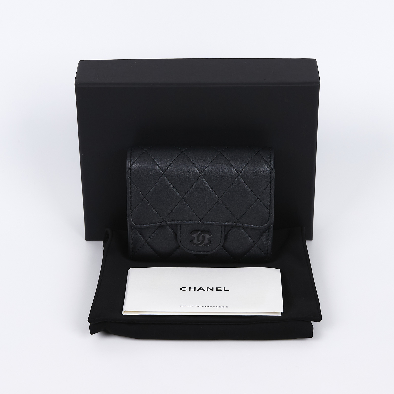 香奈兒 CHANEL 錢包 三折 短夾 AP0229 晶片款 SO BLACK 羊三折短夾 原廠盒子/防塵袋
