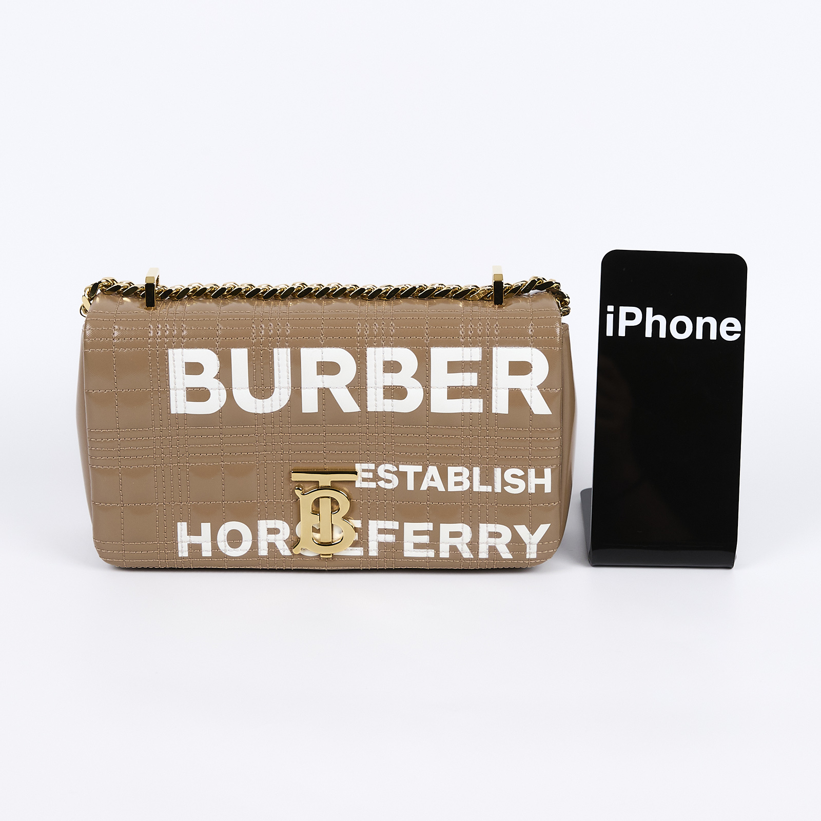 博柏利 BURBERRY Lola TB LOGO WOC 肩背包 80316171 奶茶TB LOLA包 原廠盒子/防塵袋