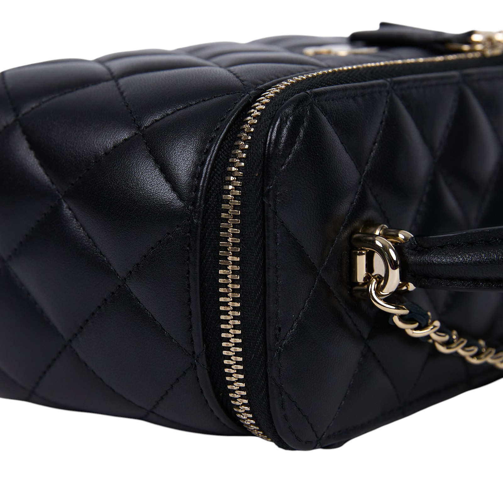 香奈兒 CHANEL Vanity Case 化妝箱 AP2199 B06660 晶片款 黑淡金羊化妝盒 防塵袋/原廠盒子/澳洲購買證明影本