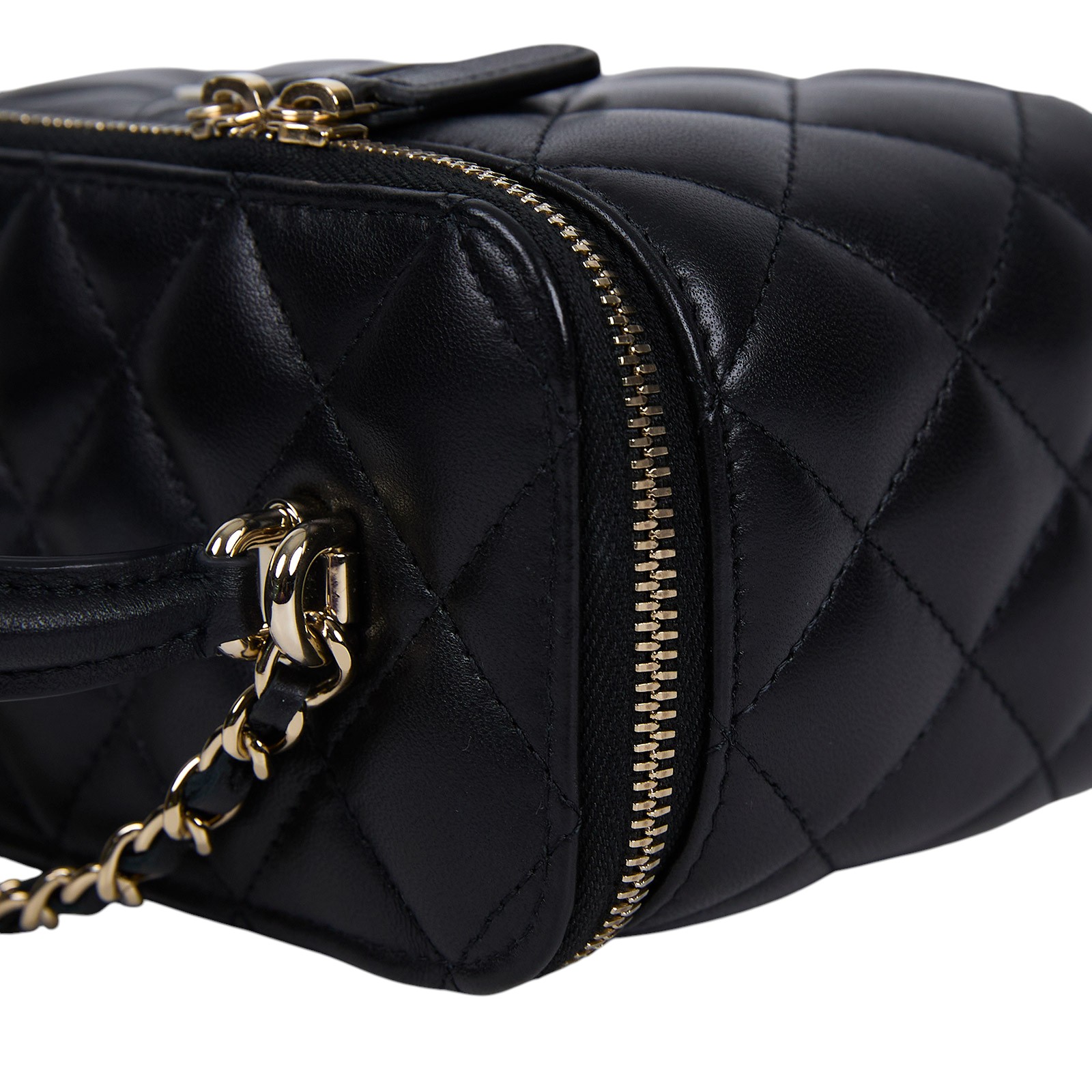 香奈兒 CHANEL Vanity Case 化妝箱 AP2199 B06660 晶片款 黑淡金羊化妝盒 防塵袋/原廠盒子/澳洲購買證明影本