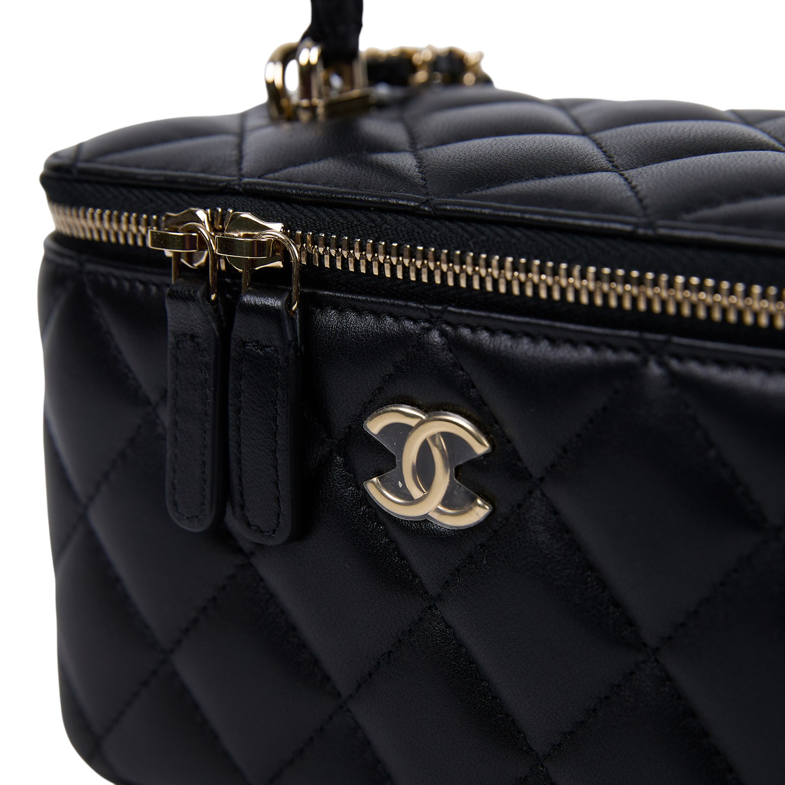香奈兒 CHANEL Vanity Case 化妝箱 AP2199 B06660 晶片款 黑淡金羊化妝盒 防塵袋/原廠盒子/澳洲購買證明影本