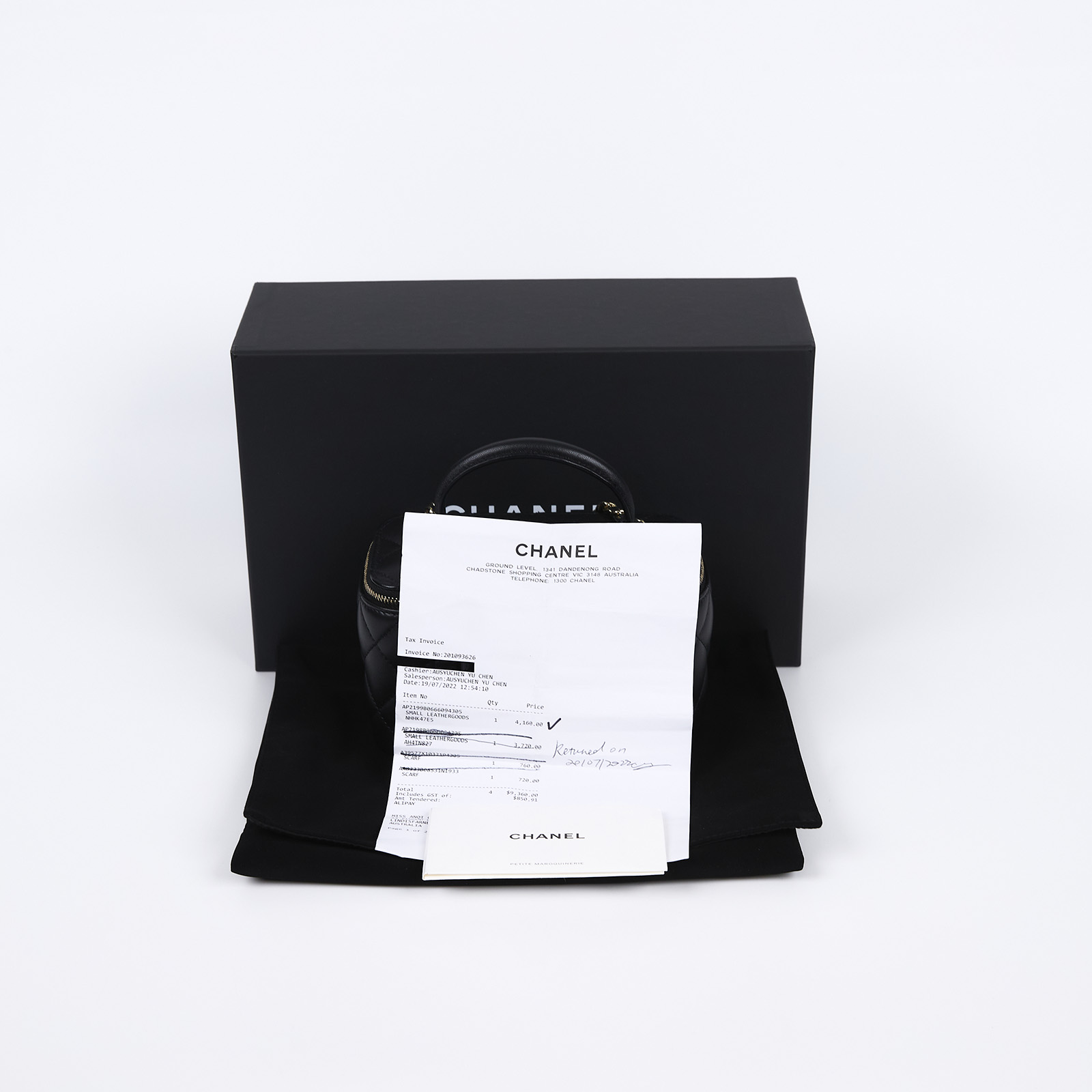 香奈兒 CHANEL Vanity Case 化妝箱 AP2199 B06660 晶片款 黑淡金羊化妝盒 防塵袋/原廠盒子/澳洲購買證明影本