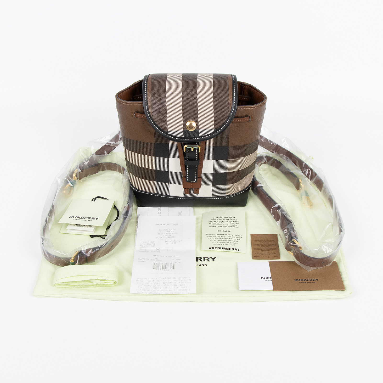 博柏利 BURBERRY Micro 後背包 80584691 經典格紋帆布迷你後背包 防塵袋/購買證明正本