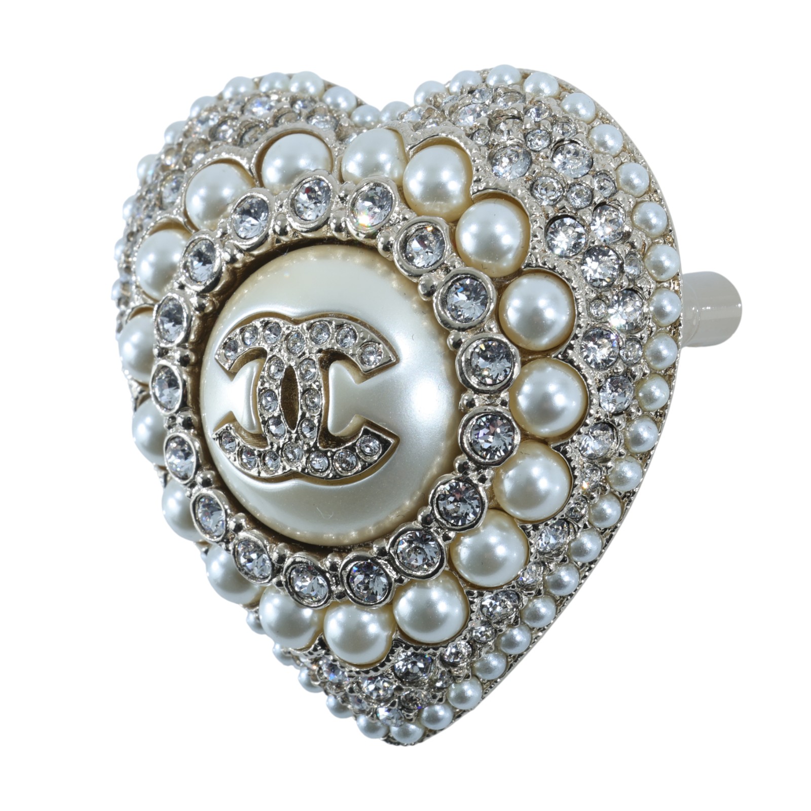 香奈兒 CHANEL CC 珍珠 胸針 L22B 愛心珍珠胸針 原廠盒子/防塵袋