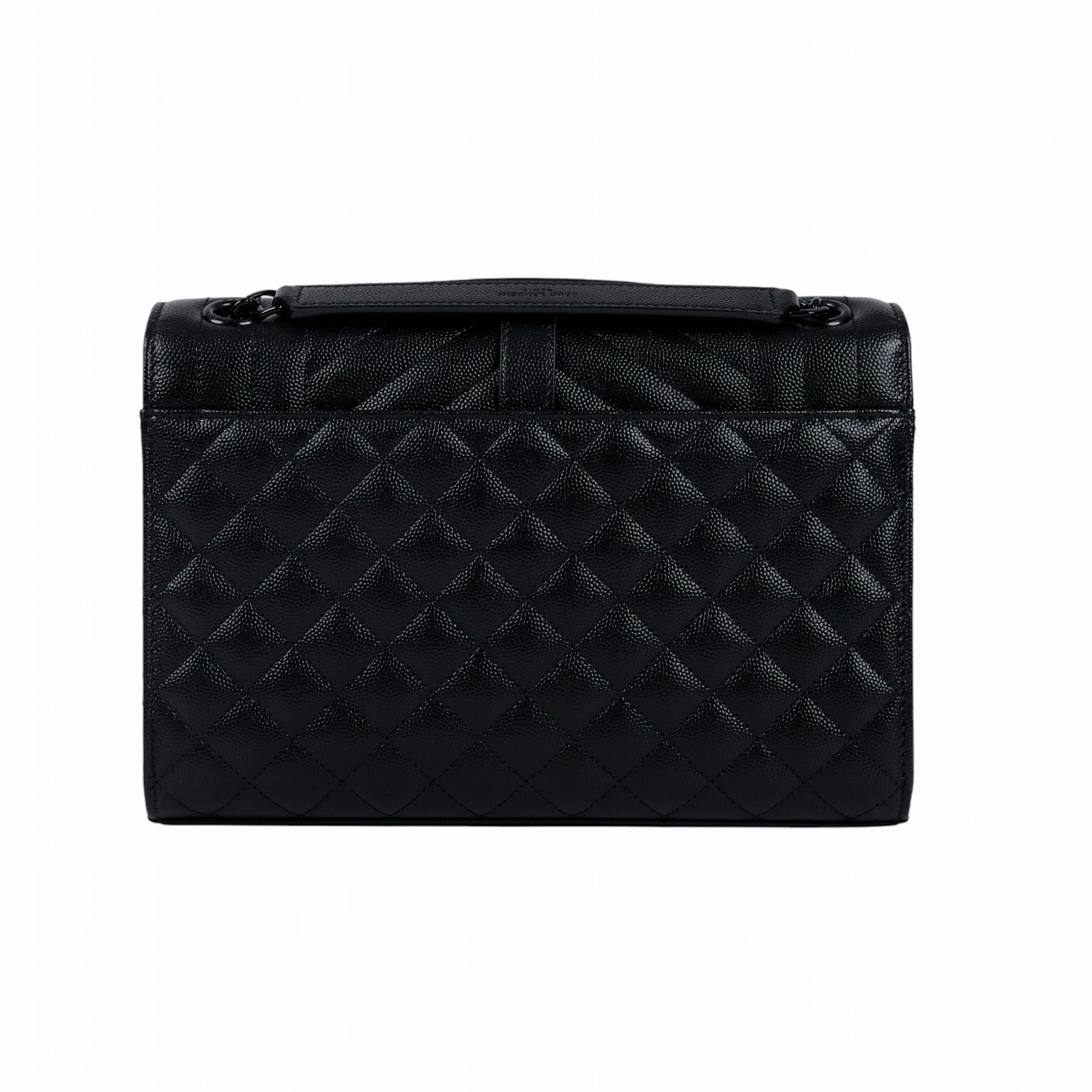 聖羅蘭 YSL SAINT LAURENT Envelope 粒面絎縫皮革 中型 信封袋 黑色五金 600185BOW98 全黑學院包 原廠盒子/防塵袋