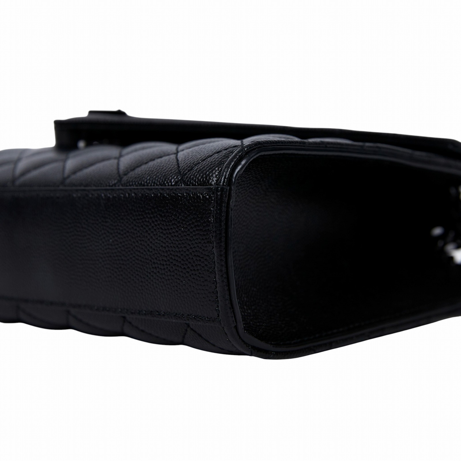 聖羅蘭 YSL SAINT LAURENT Envelope 粒面絎縫皮革 中型 信封袋 黑色五金 600185BOW98 全黑學院包 原廠盒子/防塵袋