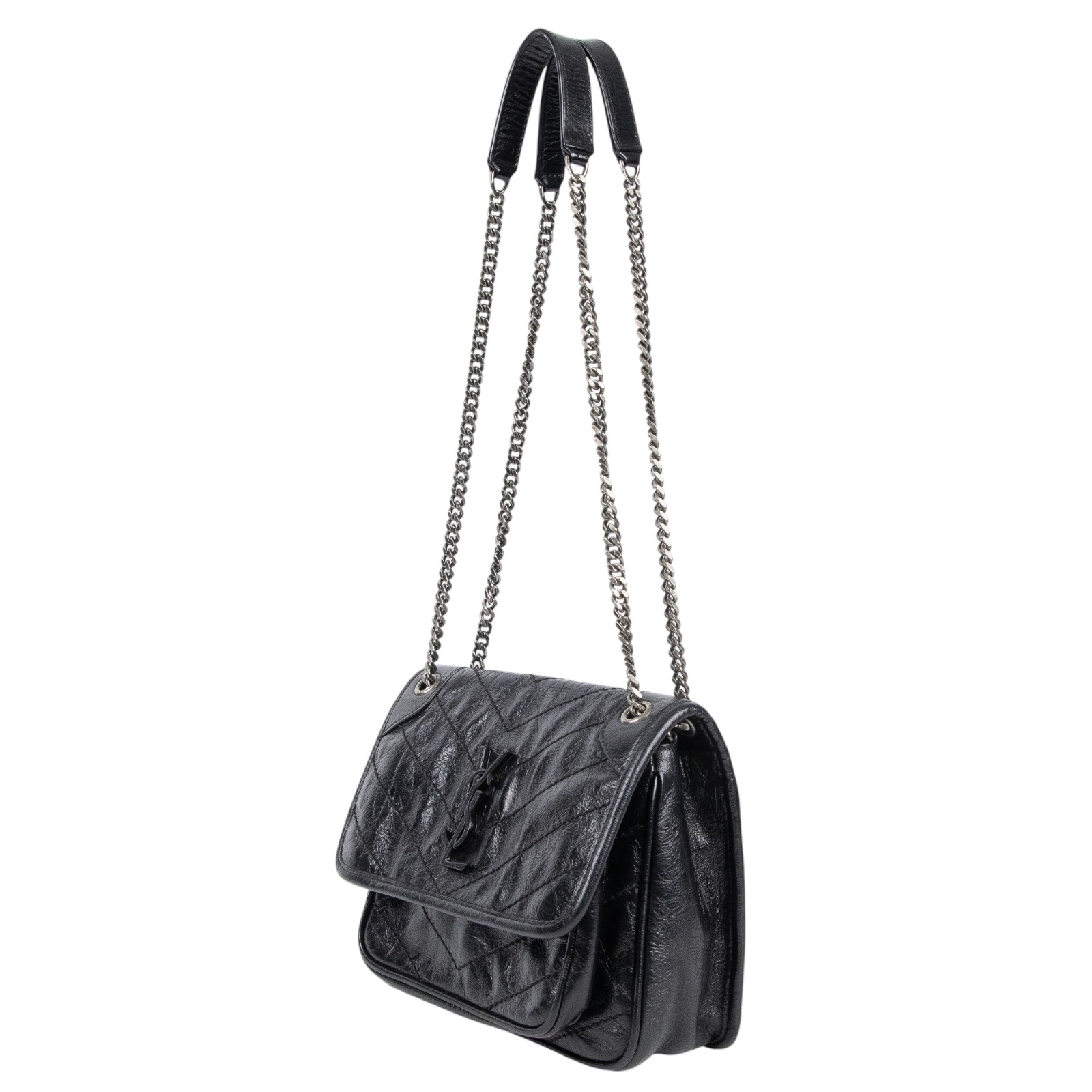 聖羅蘭 YSL SAINT LAURENT Niki 復古小牛皮 Baby 斜背 翻蓋包 6331600EN04 黑NIKI BABY 防塵袋