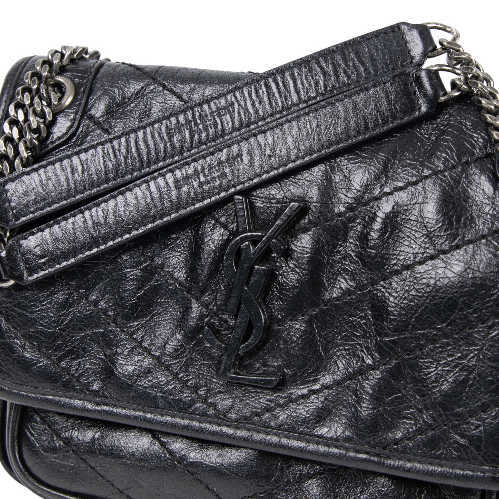 聖羅蘭 YSL SAINT LAURENT Niki 復古小牛皮 Baby 斜背 翻蓋包 6331600EN04 黑NIKI BABY 防塵袋