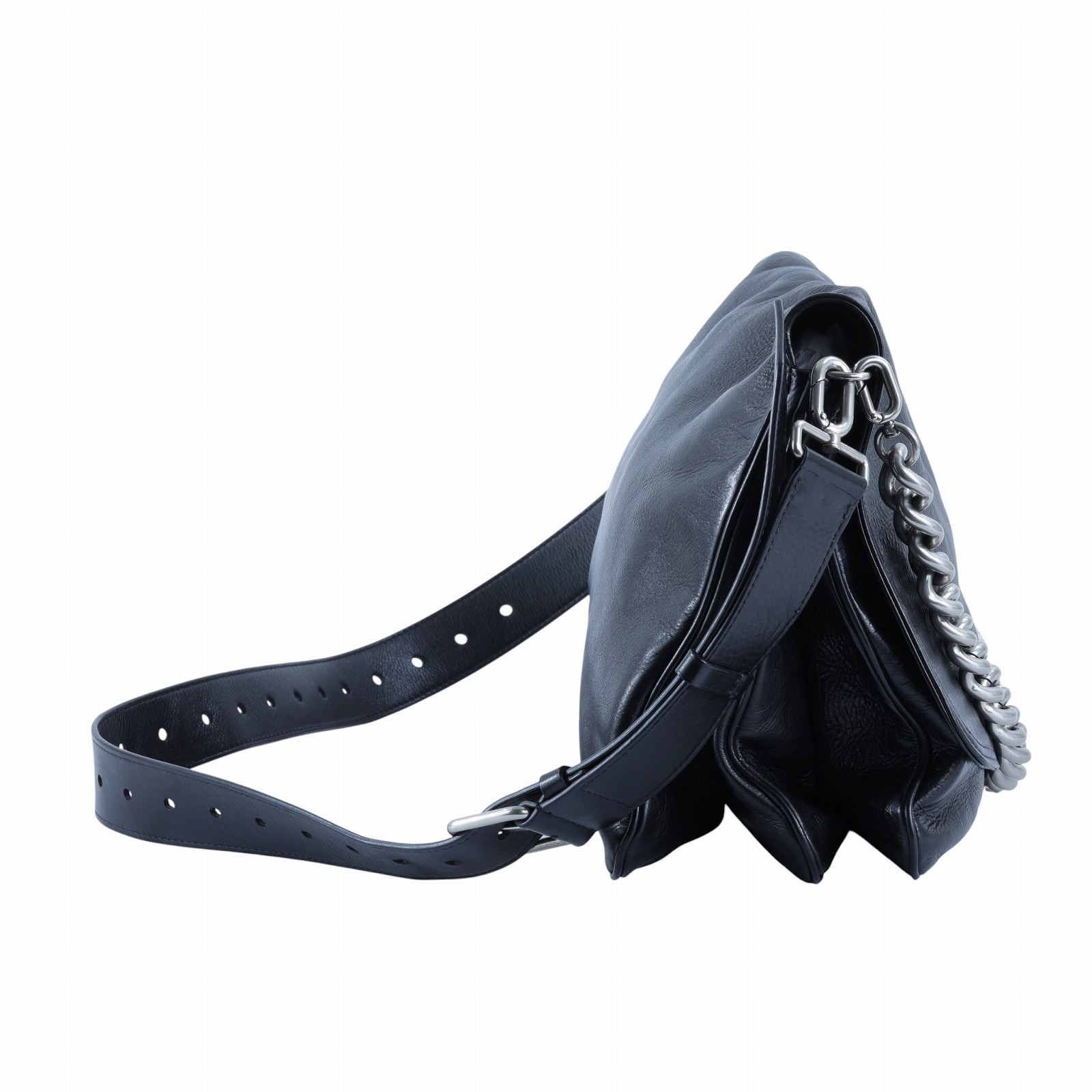 巴黎世家 BALENCIAGA BB soft 翻蓋 鏈袋包 大型 7484882AAI4 黑銀BB SOFT 防塵袋