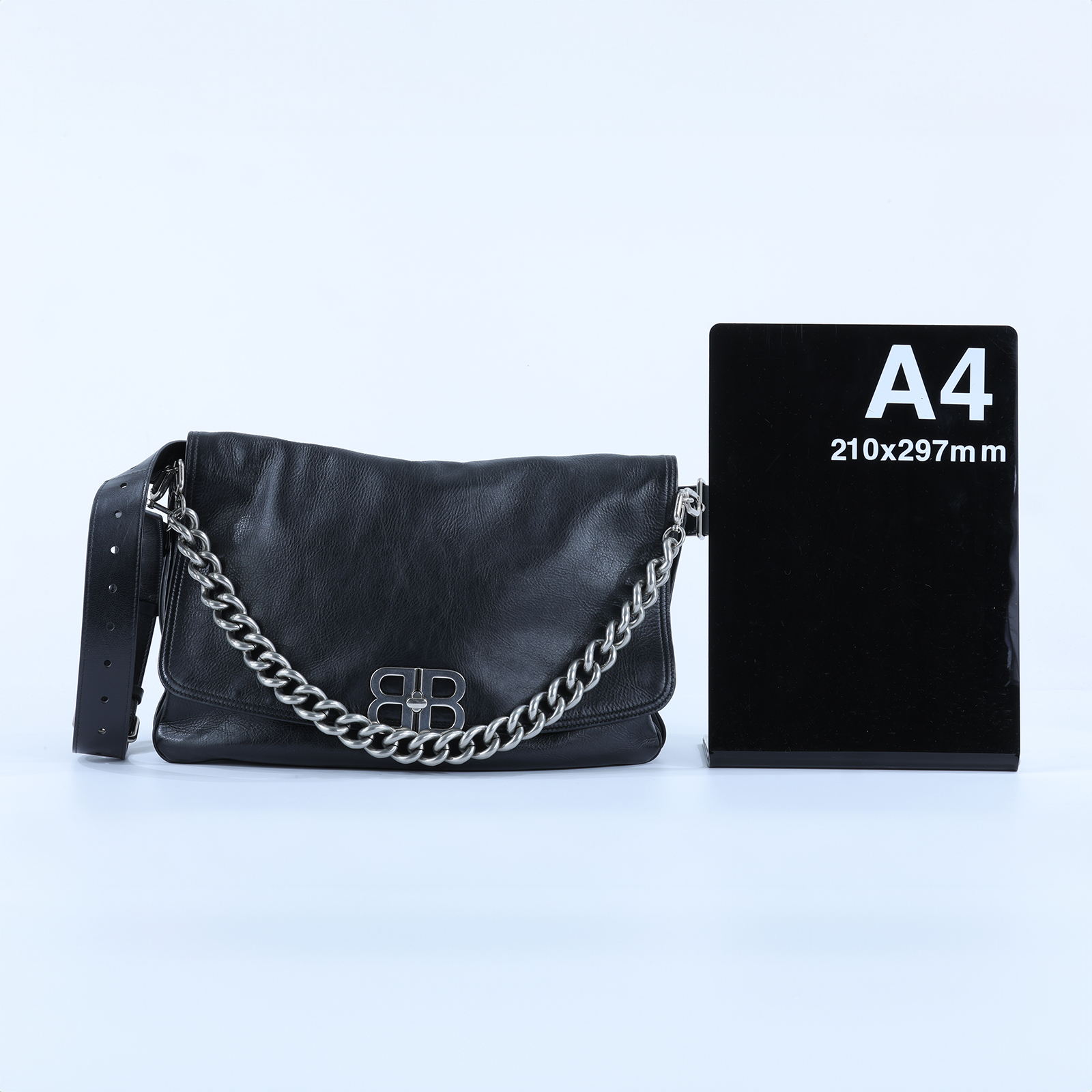 巴黎世家 BALENCIAGA BB soft 翻蓋 鏈袋包 大型 7484882AAI4 黑銀BB SOFT 防塵袋