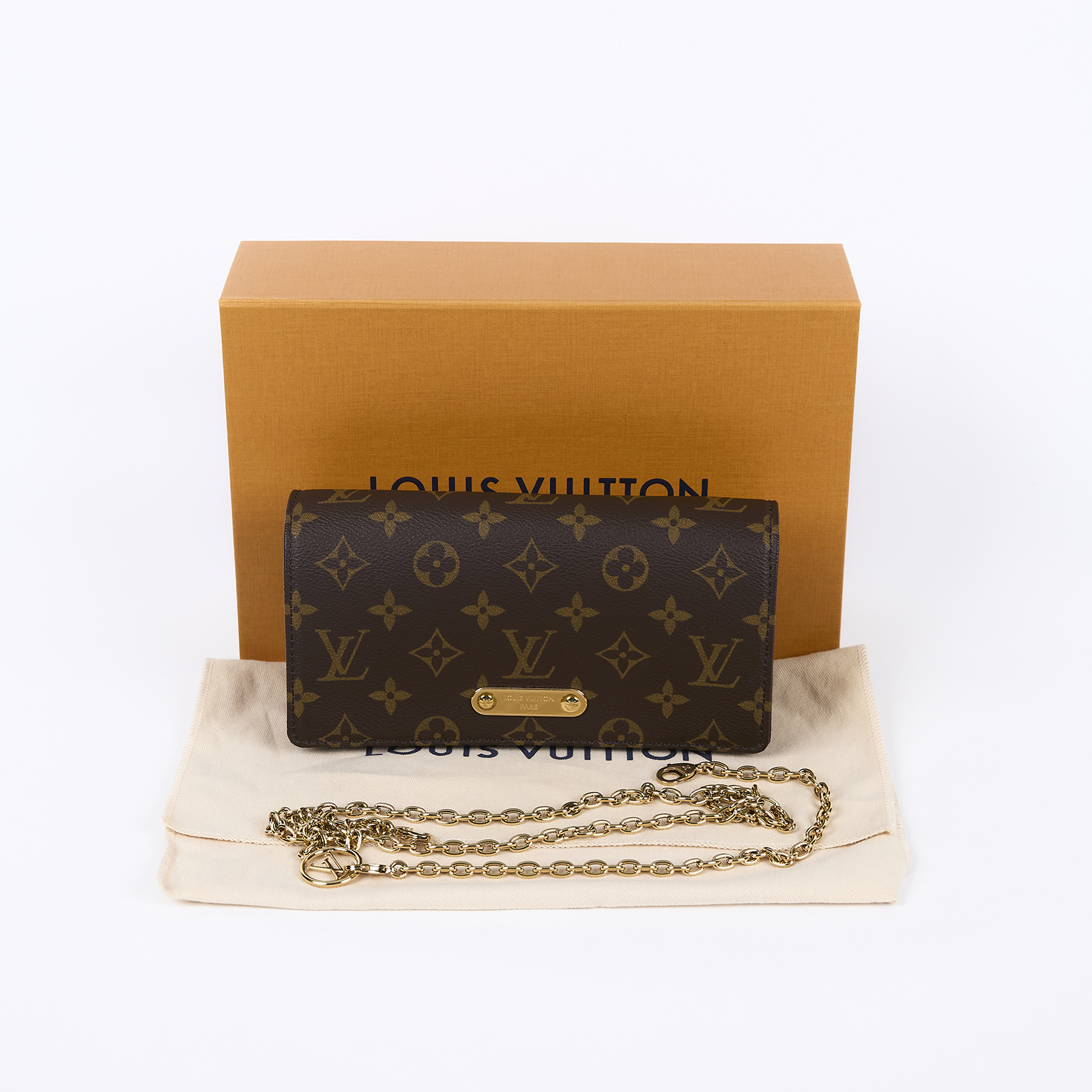 路易威登 LOUIS VUITTON Wallet On Chain Lily 三合一 斜挎包 經典原花 帆布 錢包 M82509 晶片款  原廠盒子/防塵袋
