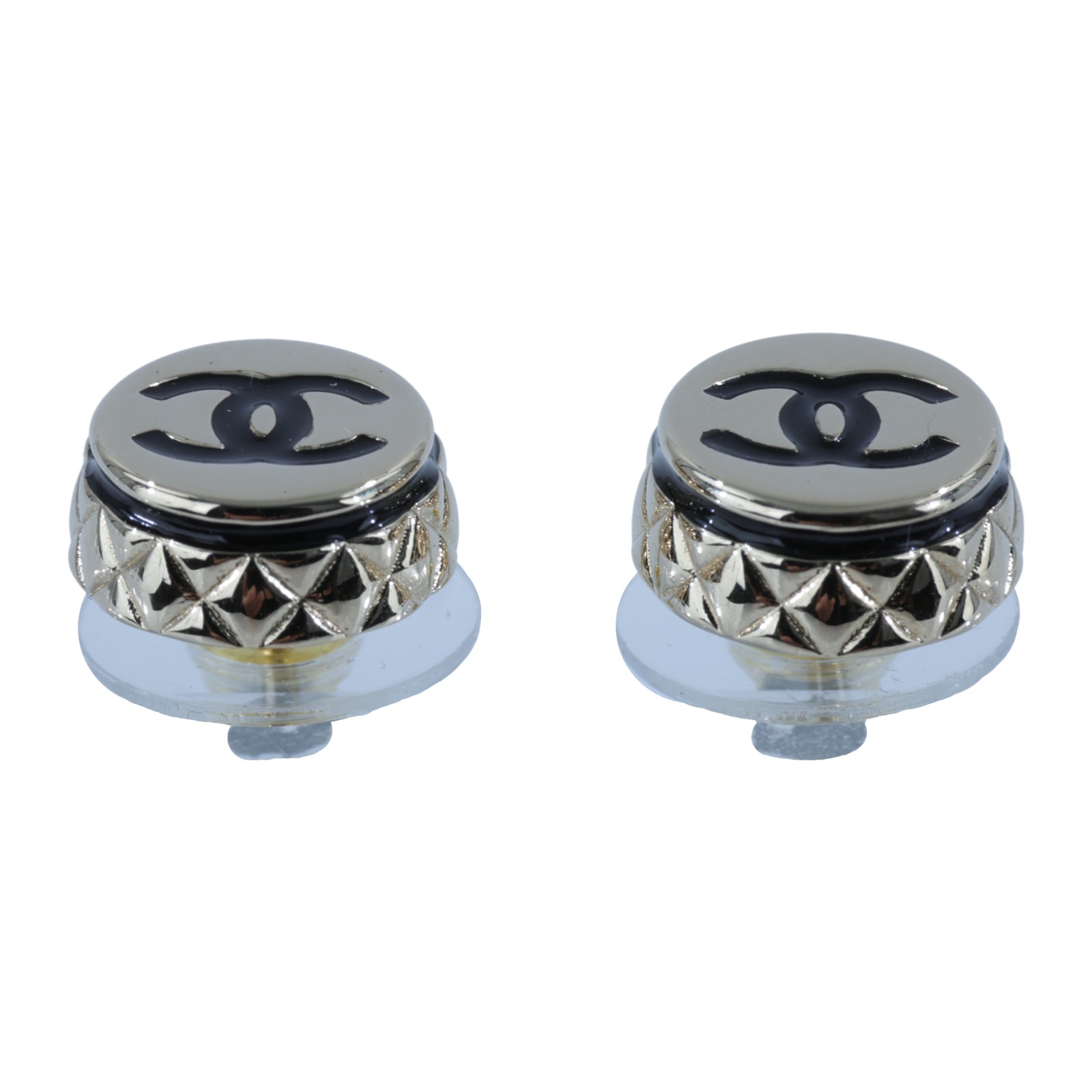 香奈兒 CHANEL CC 耳釘 耳環 B25 B 小金豆側邊菱格紋耳環 原廠盒子/內襯