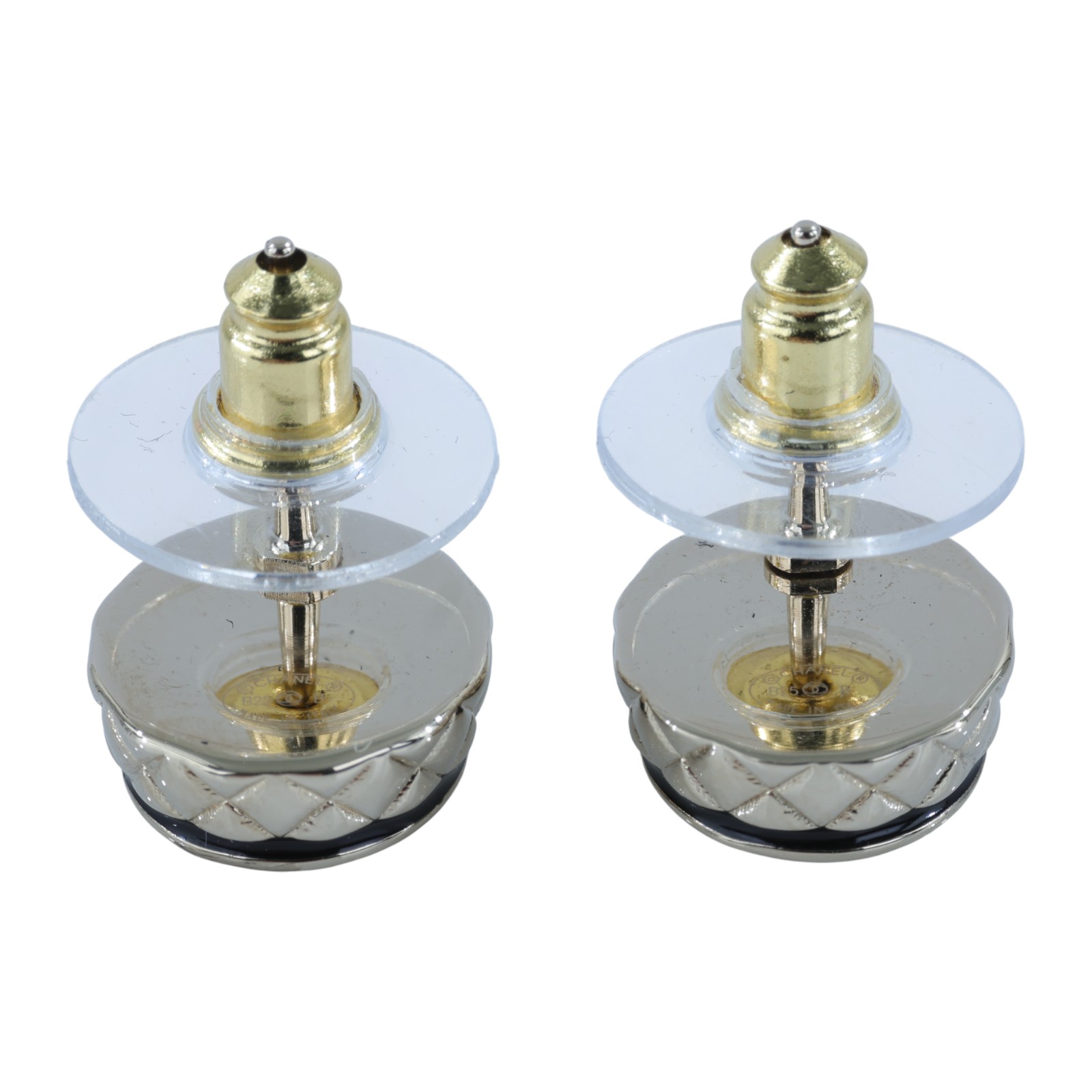 香奈兒 CHANEL CC 耳釘 耳環 B25 B 小金豆側邊菱格紋耳環 原廠盒子/內襯