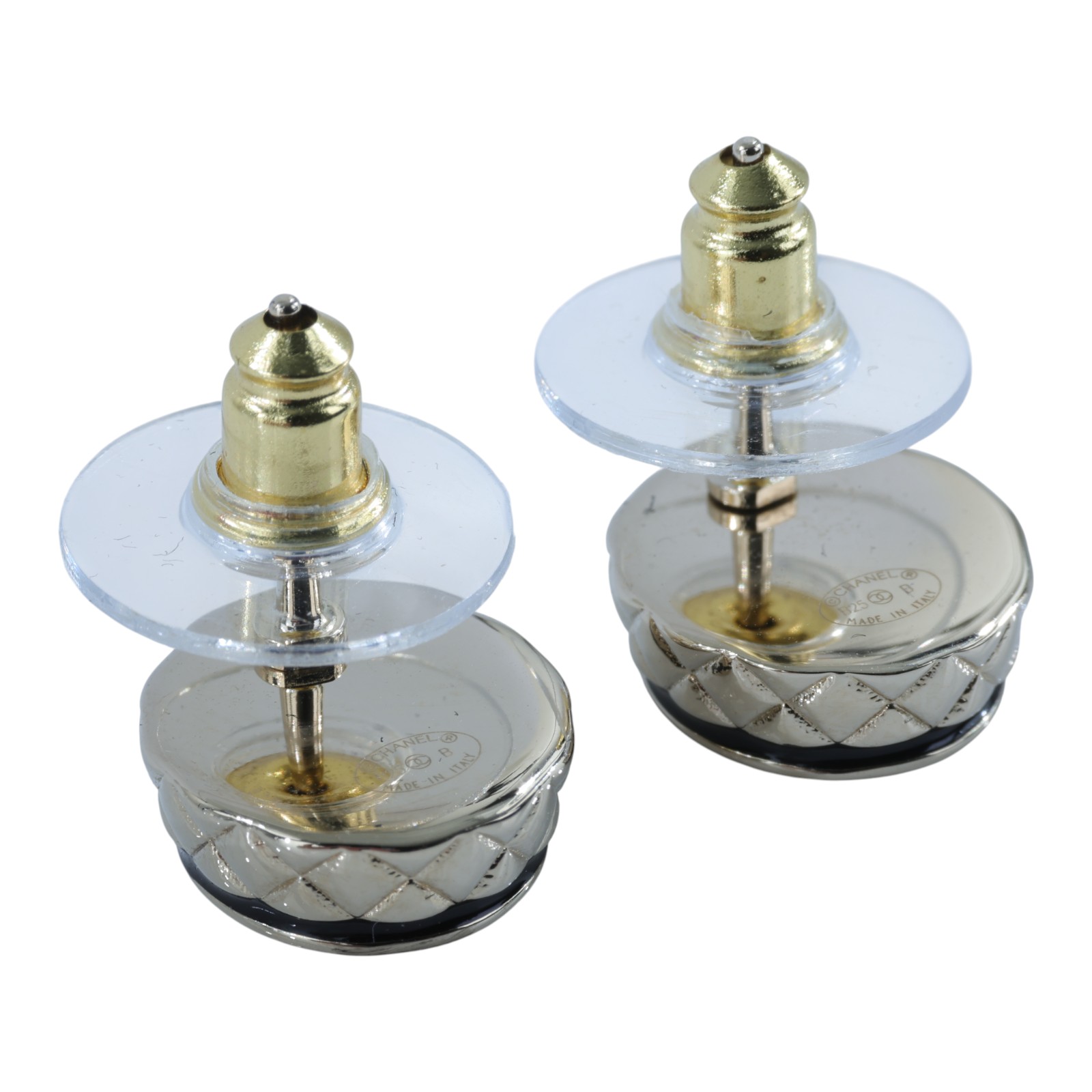 香奈兒 CHANEL CC 耳釘 耳環 B25 B 小金豆側邊菱格紋耳環 原廠盒子/內襯