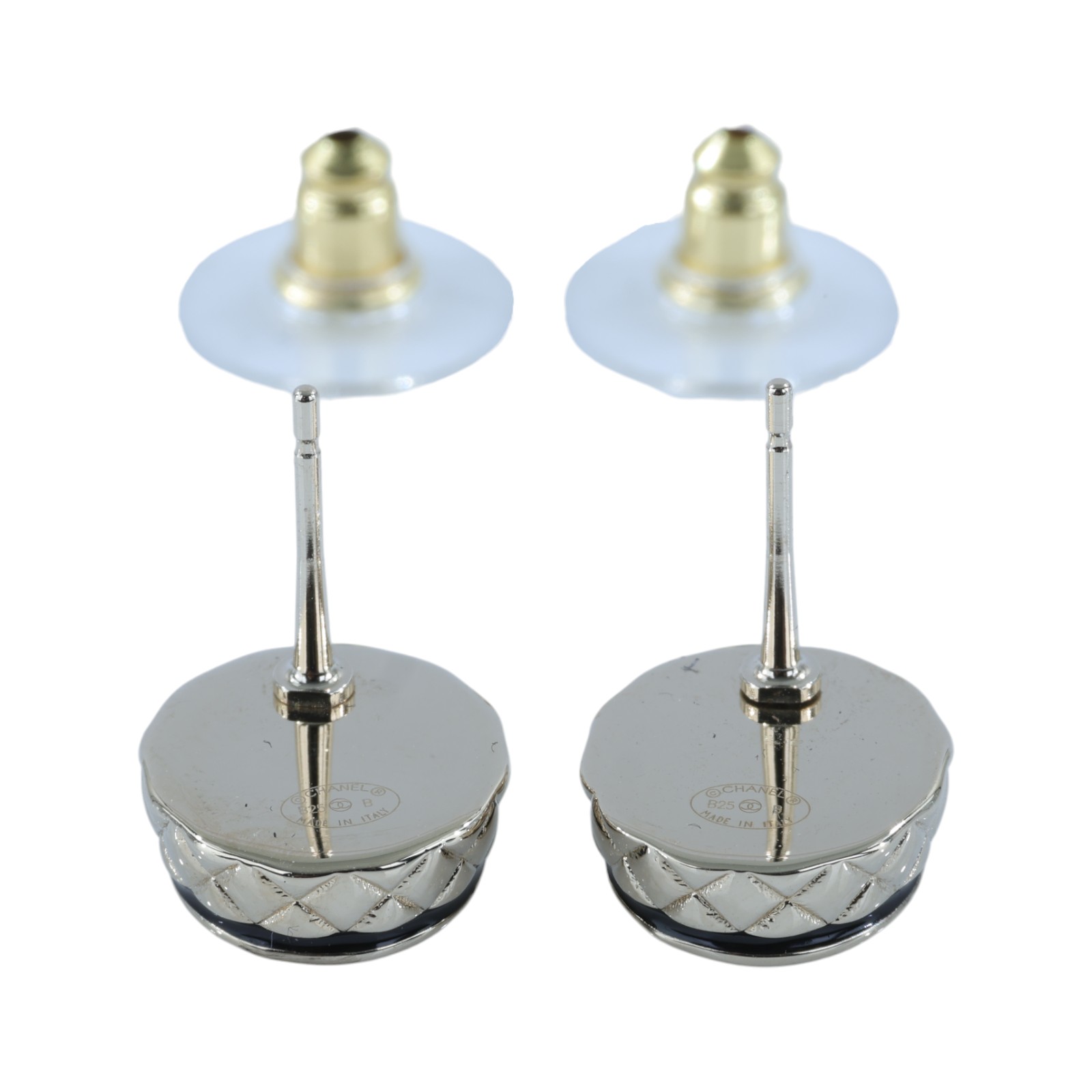 香奈兒 CHANEL CC 耳釘 耳環 B25 B 小金豆側邊菱格紋耳環 原廠盒子/內襯