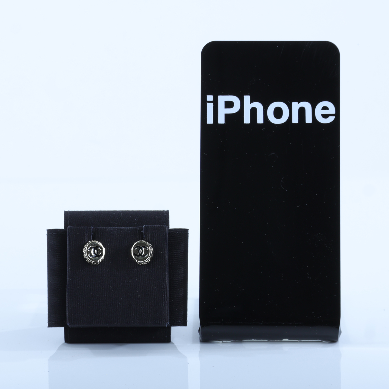 香奈兒 CHANEL CC 耳釘 耳環 B25 B 小金豆側邊菱格紋耳環 原廠盒子/內襯