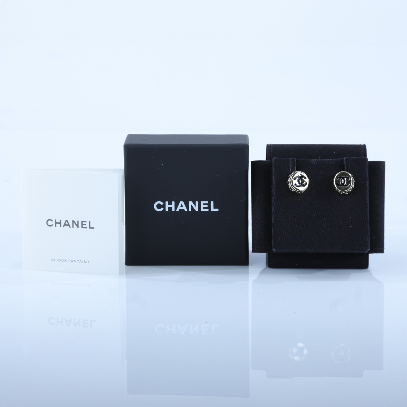 香奈兒 CHANEL CC 耳釘 耳環 B25 B 小金豆側邊菱格紋耳環 原廠盒子/內襯