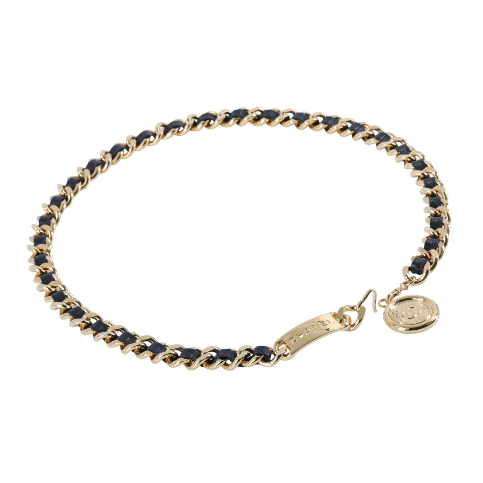 香奈兒 CHANEL CC 腰鍊  黑金31圓牌皮穿鍊腰鍊 原廠盒子