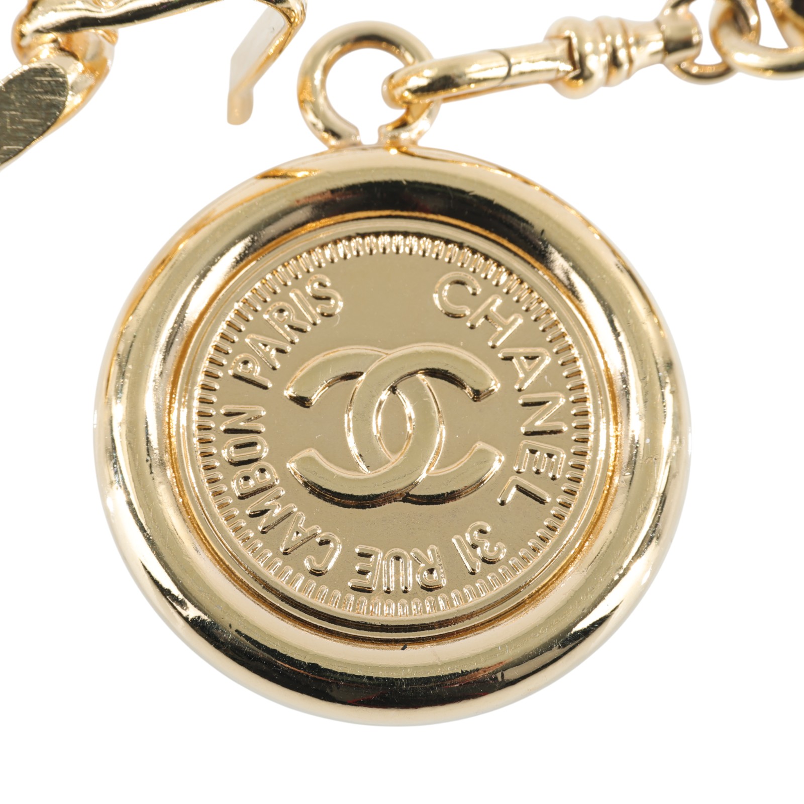 香奈兒 CHANEL CC 腰鍊  黑金31圓牌皮穿鍊腰鍊 原廠盒子