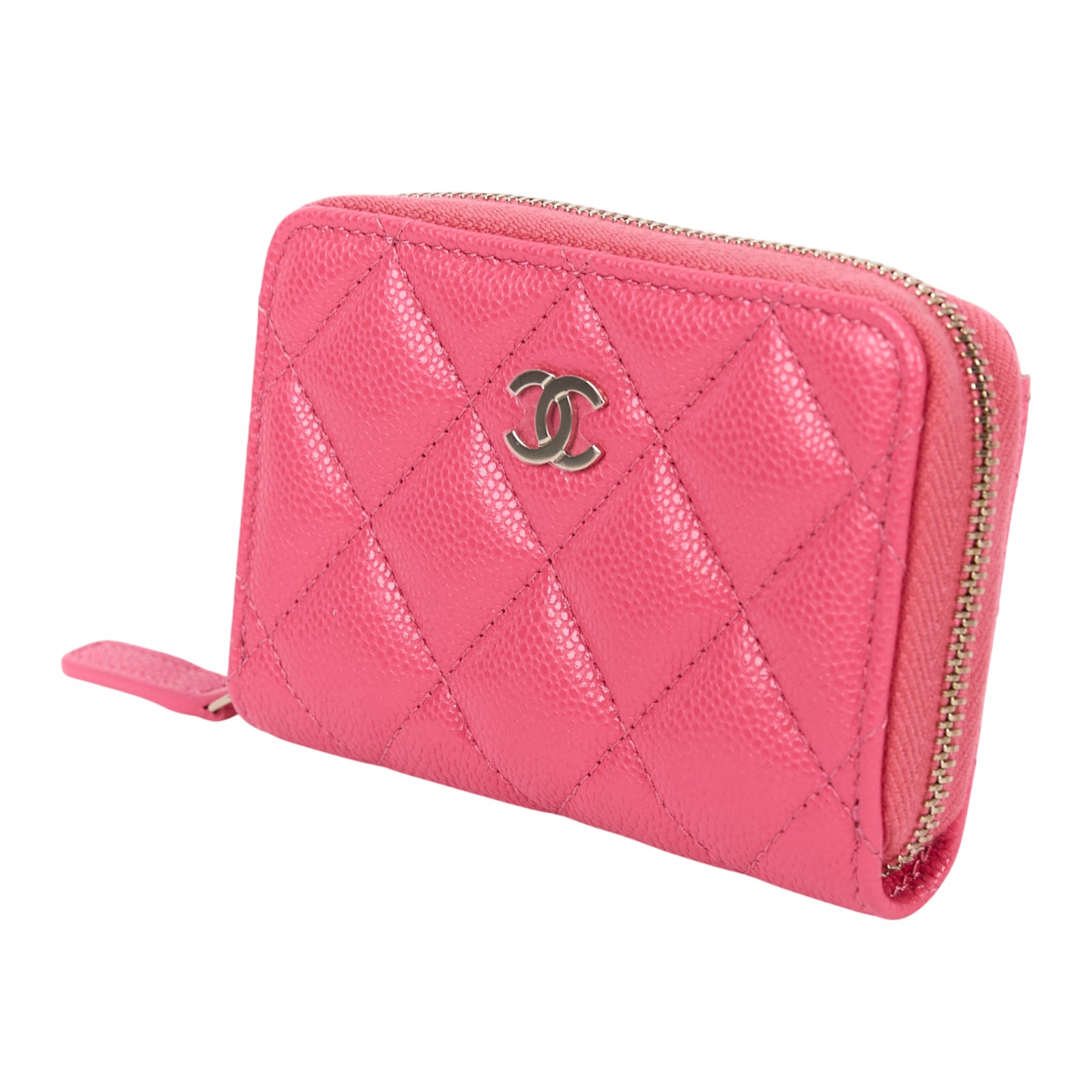 香奈兒 CHANEL 經典 拉鏈 零錢包 錢包 卡夾 AP0216 晶片款 桃粉淡金荔枝卡零錢包 原廠盒子/防塵袋