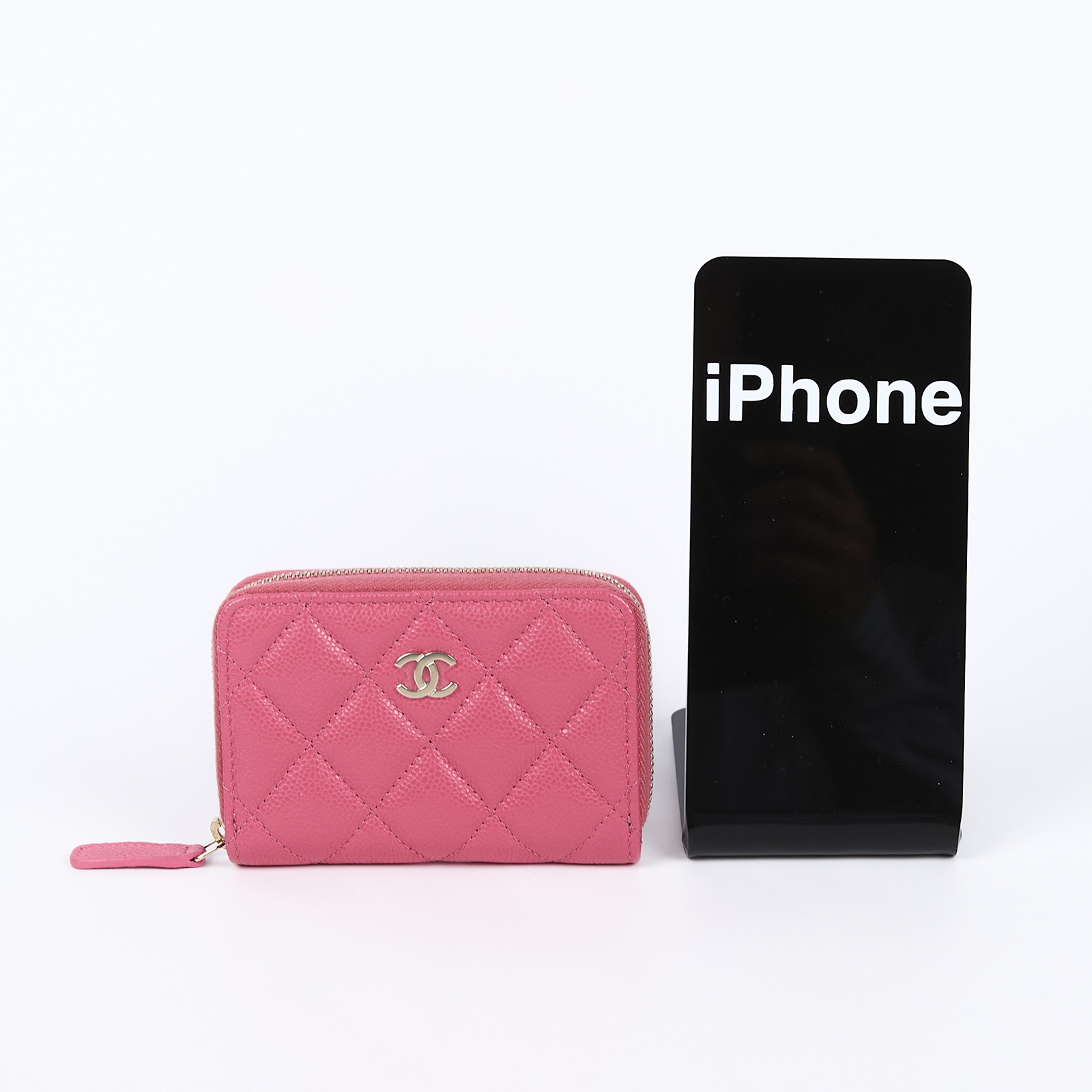 香奈兒 CHANEL 經典 拉鏈 零錢包 錢包 卡夾 AP0216 晶片款 桃粉淡金荔枝卡零錢包 原廠盒子/防塵袋