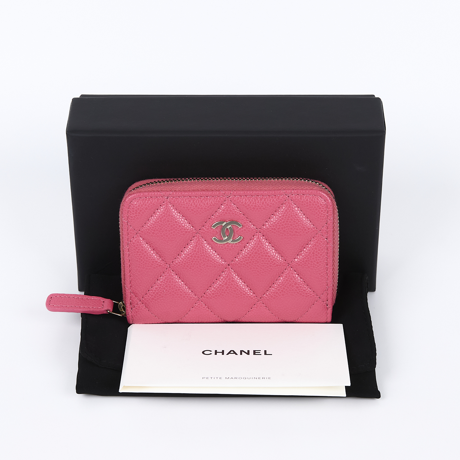 香奈兒 CHANEL 經典 拉鏈 零錢包 錢包 卡夾 AP0216 晶片款 桃粉淡金荔枝卡零錢包 原廠盒子/防塵袋