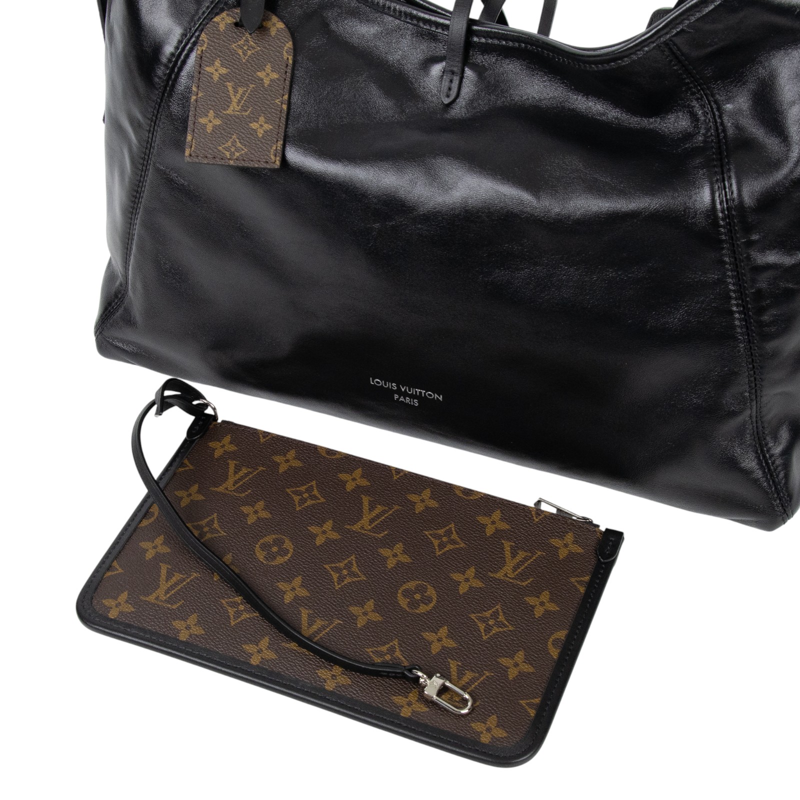 路易威登 LOUIS VUITTON CarryAll Vibe MM 手提 肩背包 黑色 M25143 晶片款  防塵袋/原廠盒子/購買證明正本