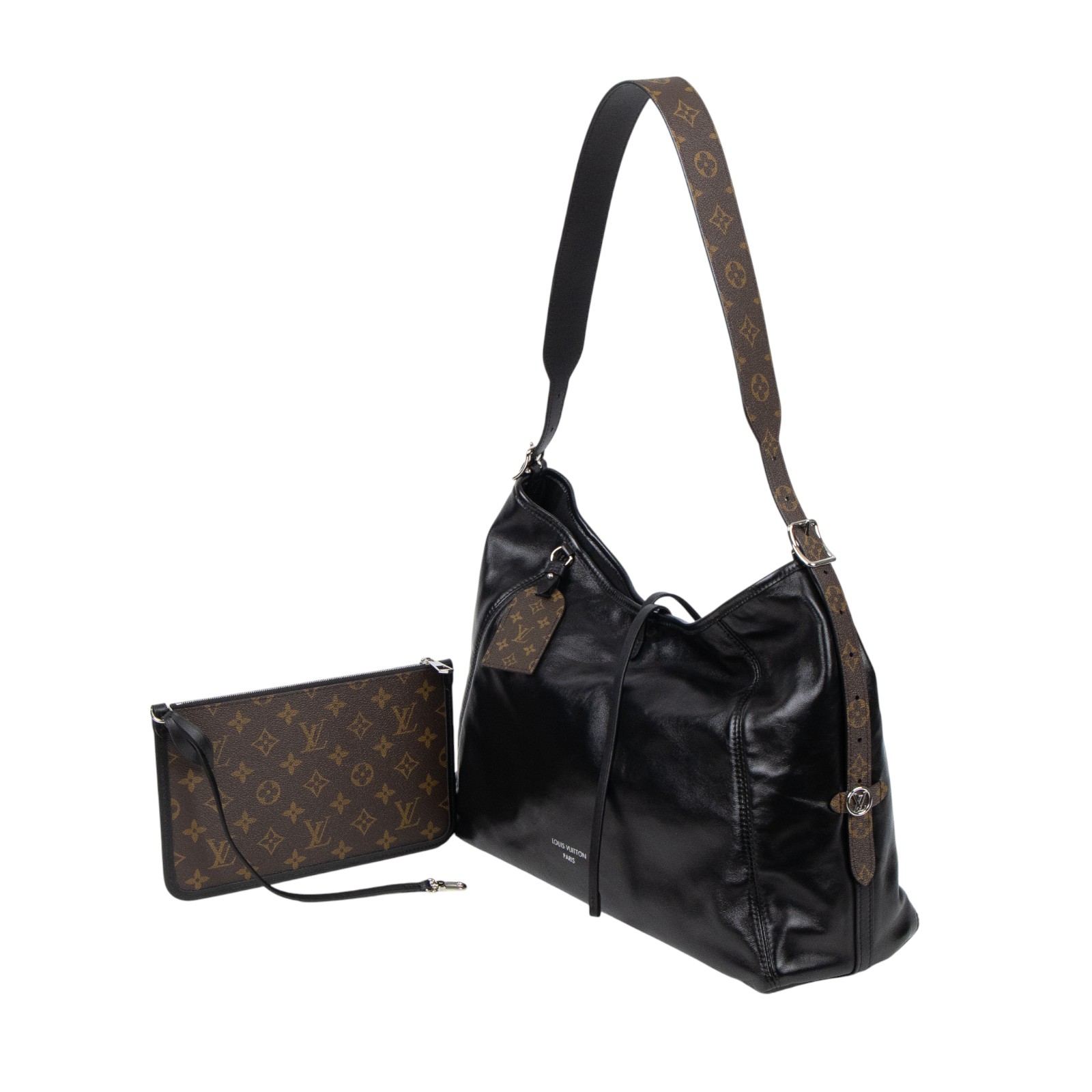 路易威登 LOUIS VUITTON CarryAll Vibe MM 手提 肩背包 黑色 M25143 晶片款  防塵袋/原廠盒子/購買證明正本