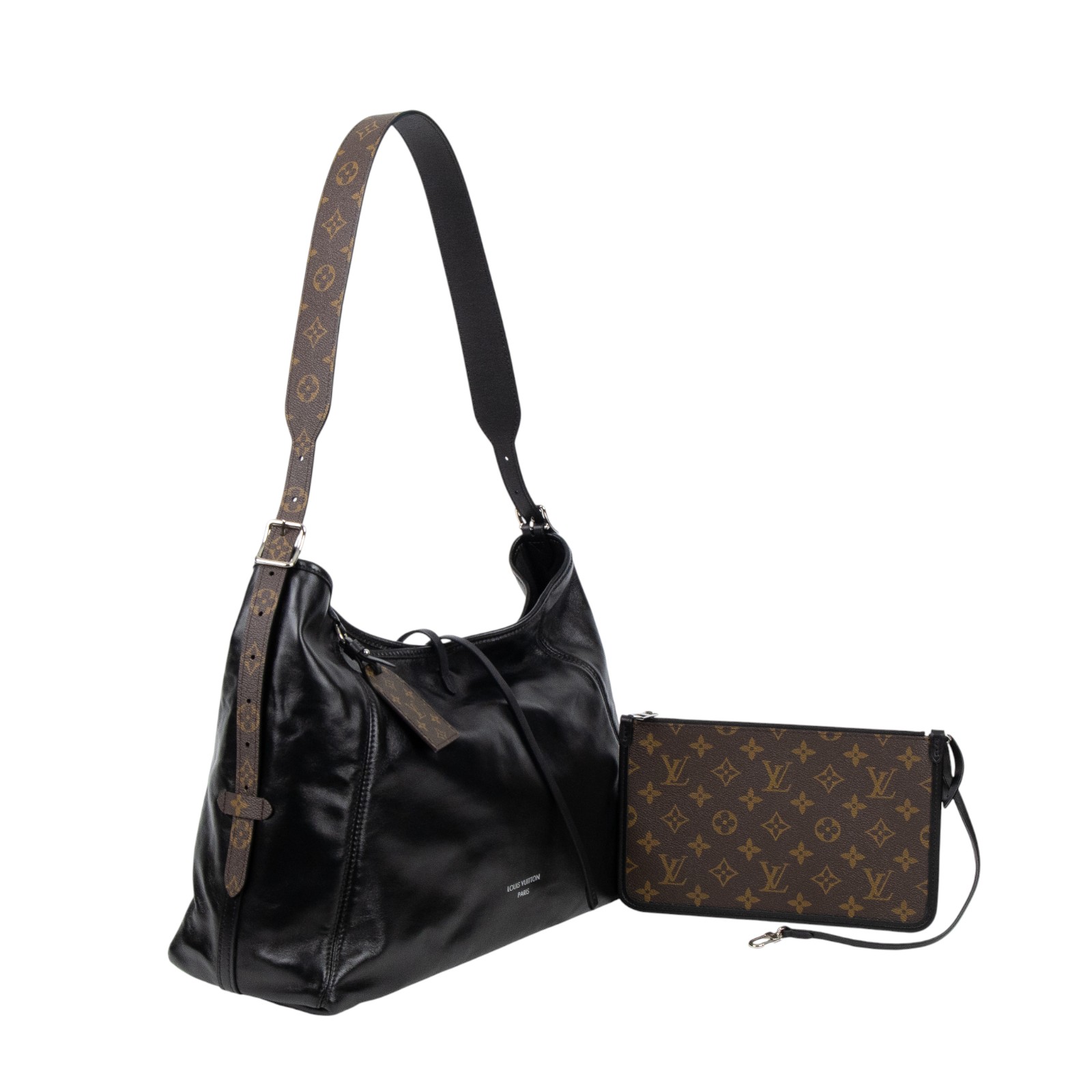 路易威登 LOUIS VUITTON CarryAll Vibe MM 手提 肩背包 黑色 M25143 晶片款  防塵袋/原廠盒子/購買證明正本