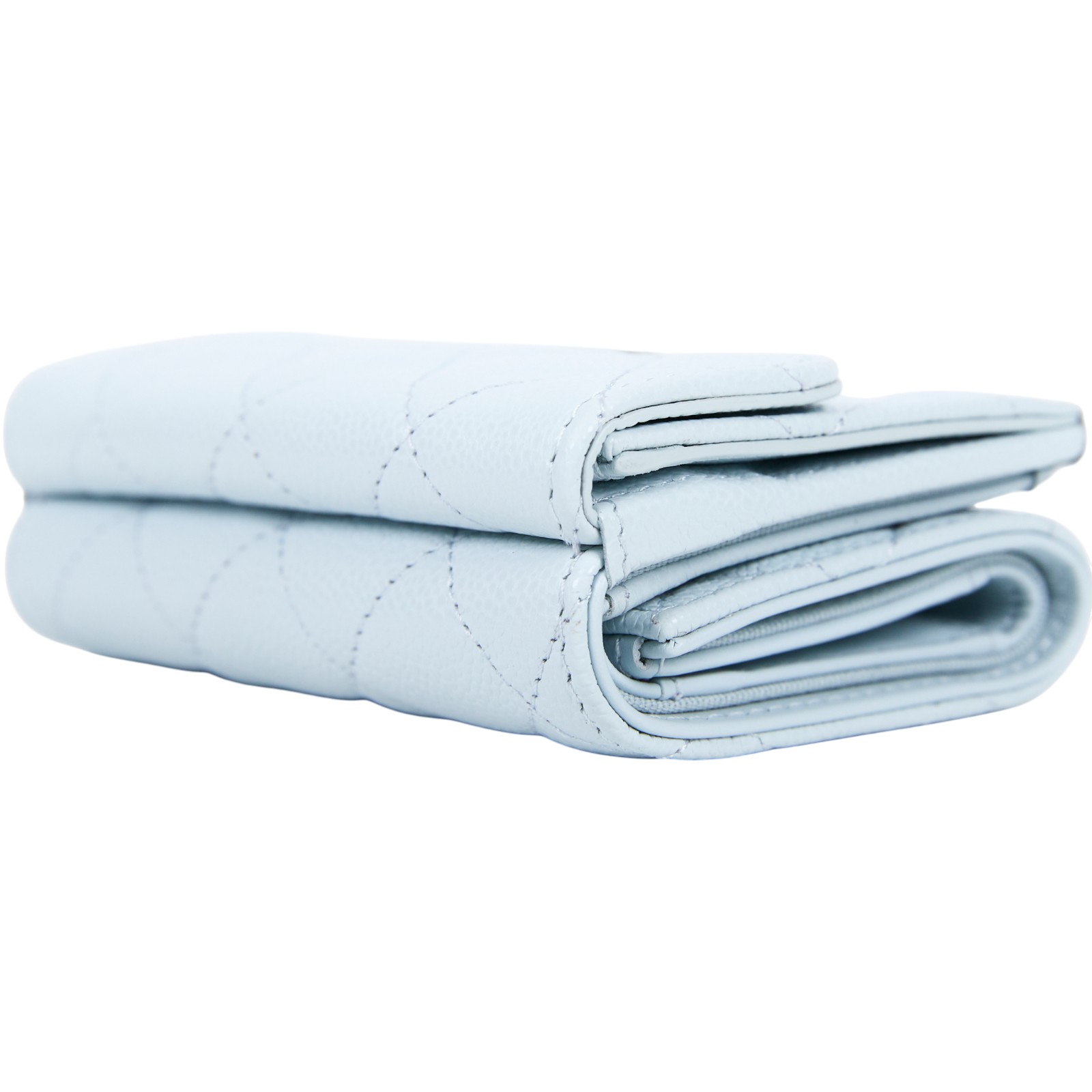 香奈兒 CHANEL 錢包 短夾 AP0230 B10583 晶片款 淺藍金荔枝三折短夾 原廠盒子/防塵袋/購買證明正本