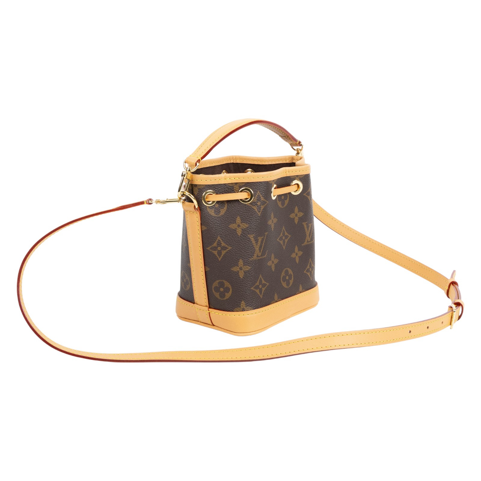 路易威登 LOUIS VUITTON Nano Noé 原花 束口水桶包 M81266 晶片款 原花NANO NOE 原廠盒子/防塵袋/背帶2