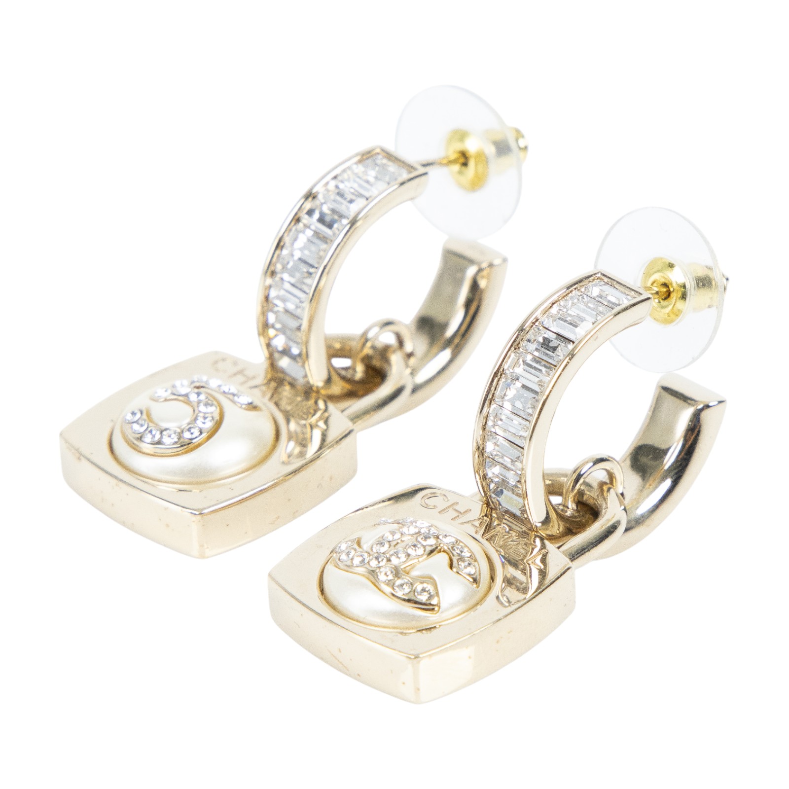 香奈兒 CHANEL CC 耳釘 耳環 B 23 S 方形復古雙C耳環 內襯