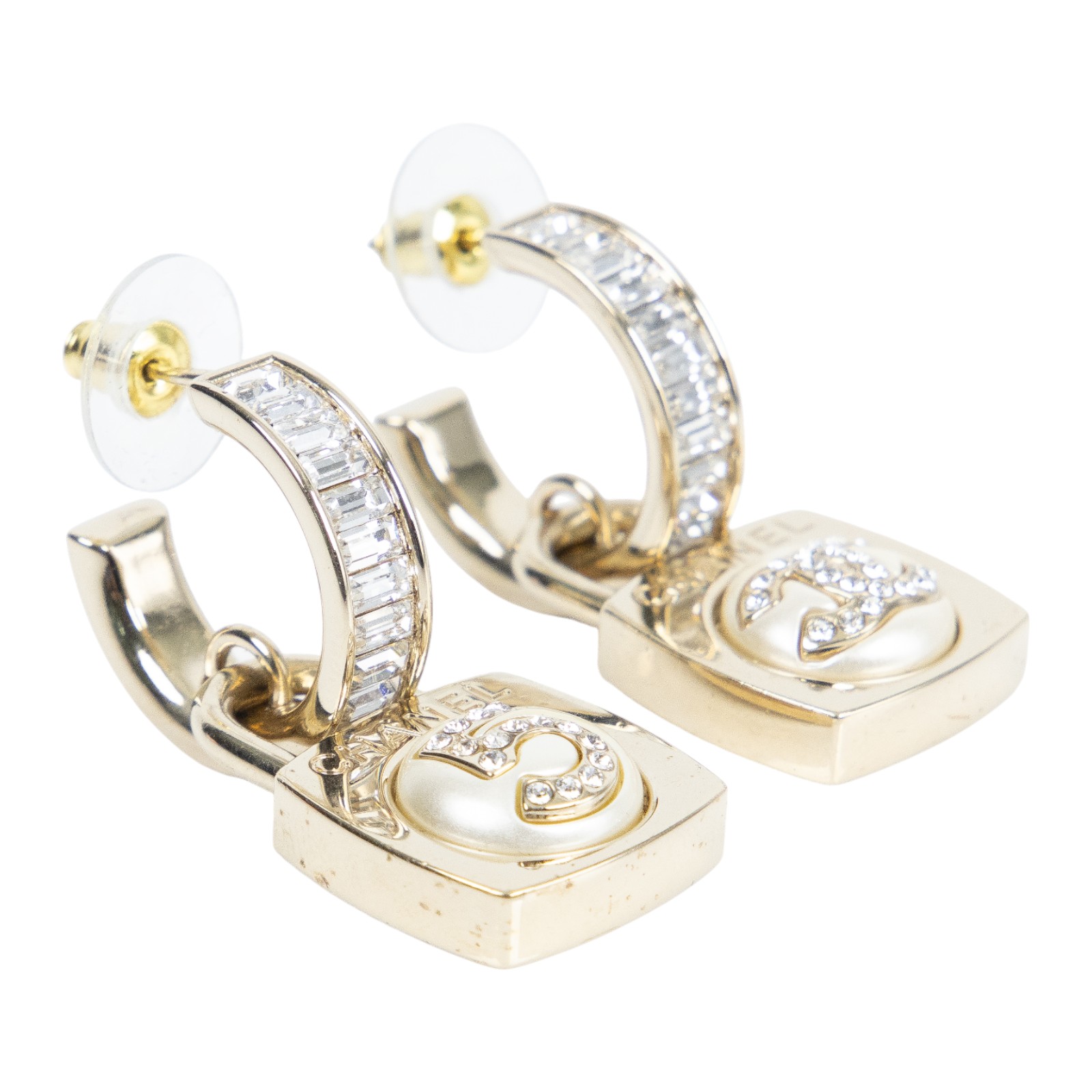 香奈兒 CHANEL CC 耳釘 耳環 B 23 S 方形復古雙C耳環 內襯