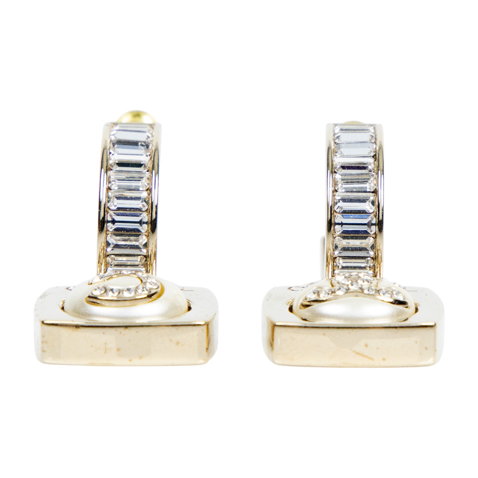 香奈兒 CHANEL CC 耳釘 耳環 B 23 S 方形復古雙C耳環 內襯