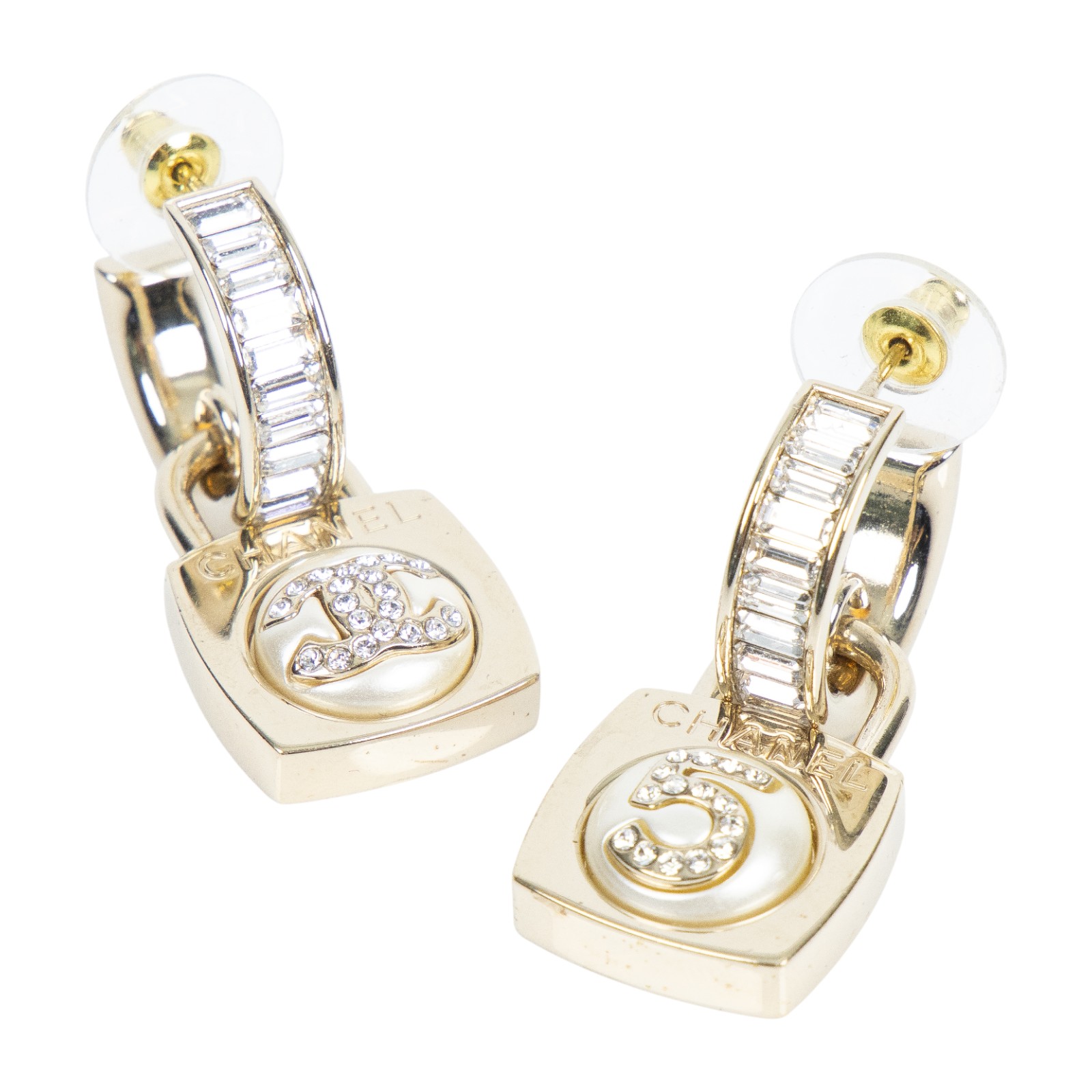 香奈兒 CHANEL CC 耳釘 耳環 B 23 S 方形復古雙C耳環 內襯